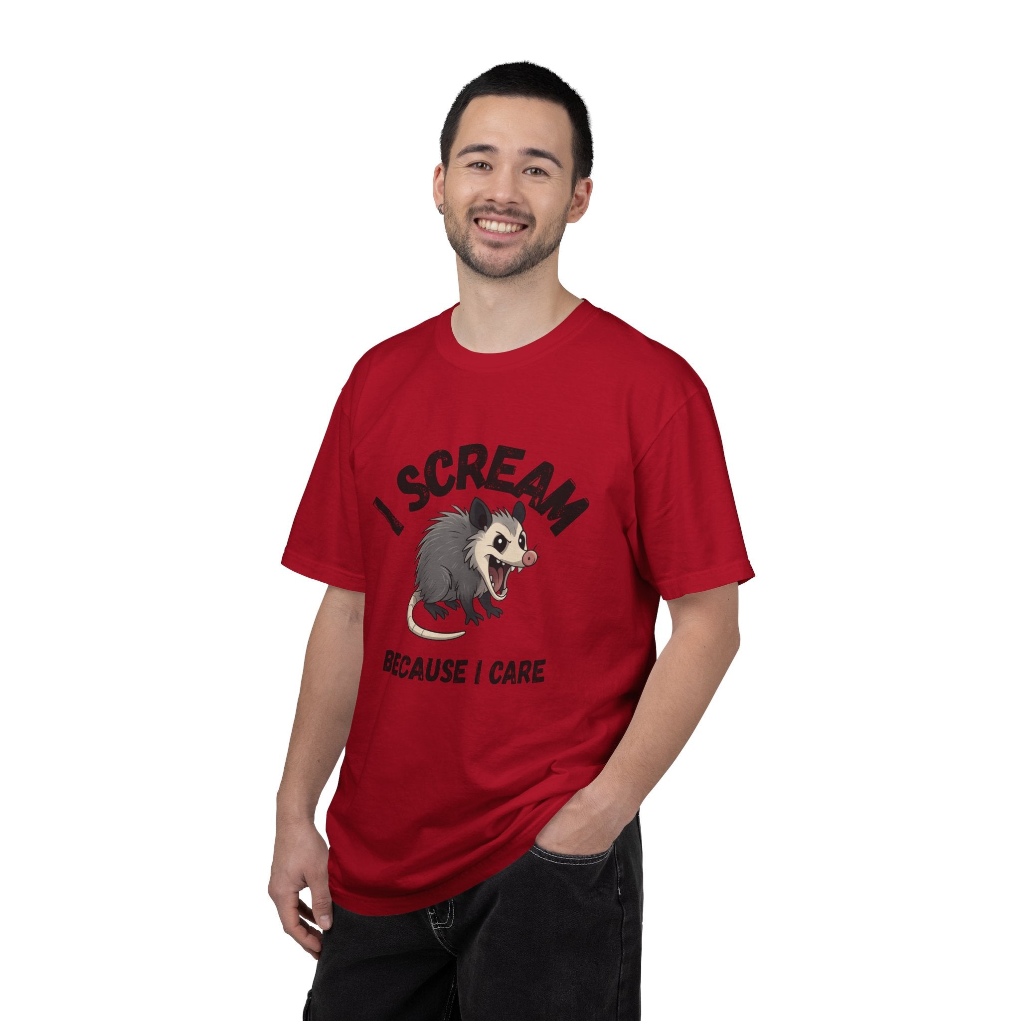 I Scream Because I Care Screaming Possum T-Shirt — Funny Wildlife Rescue Tee