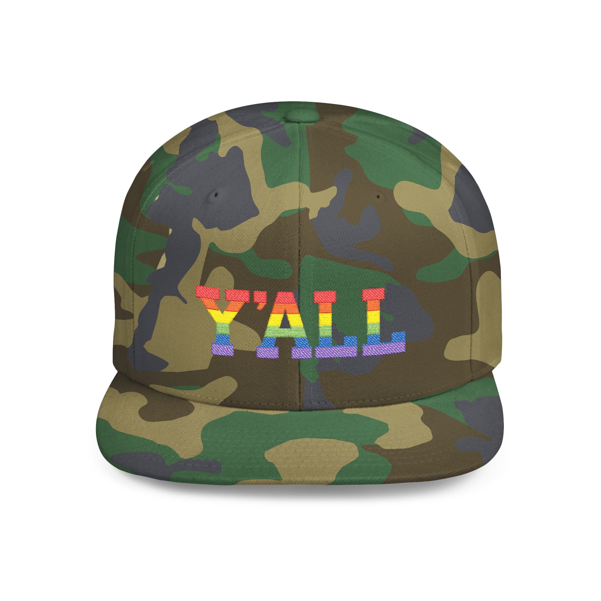 Rainbow "Y'ALL" Pride Flat Bill Snapback Hat