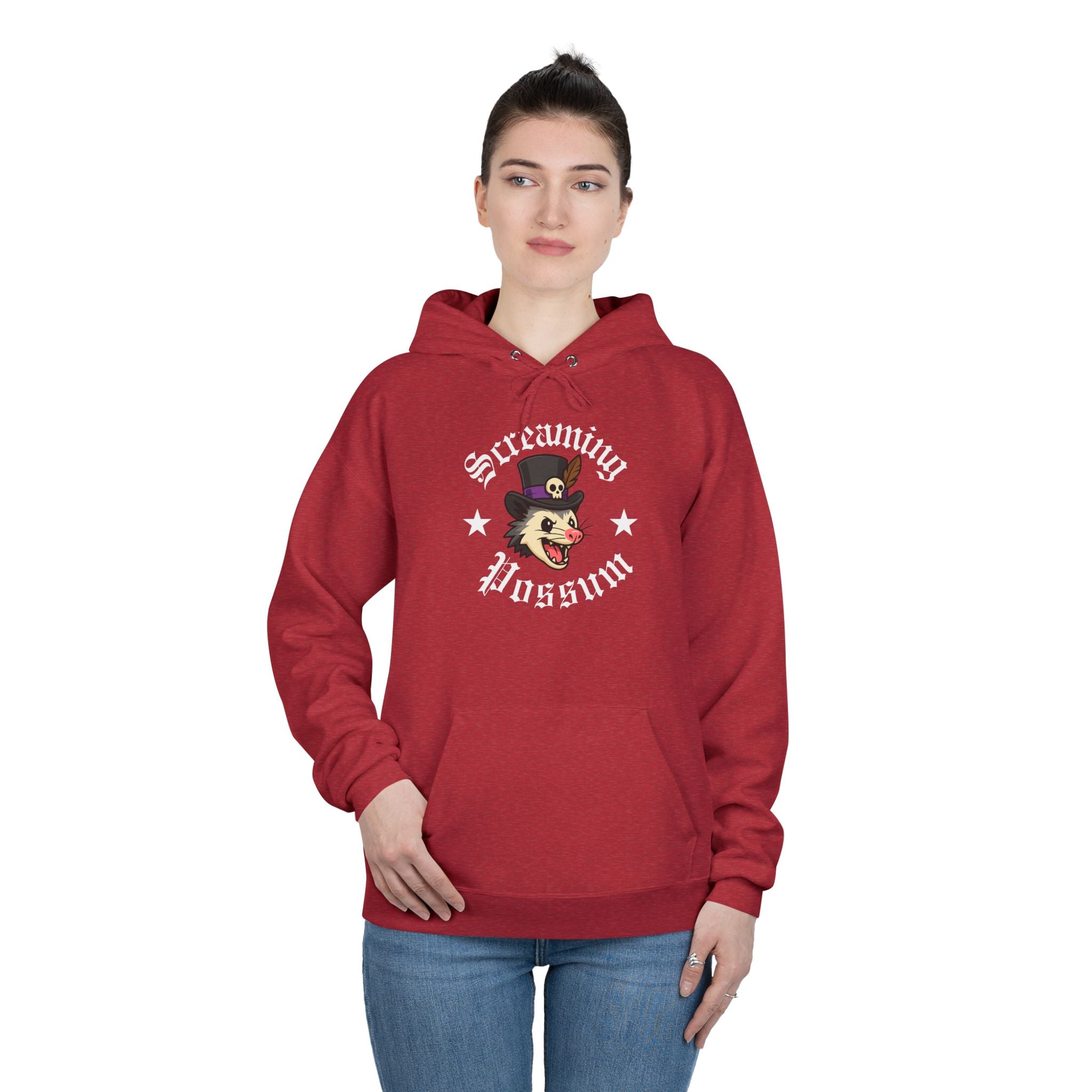 Screaming Possum Hoodie — Vintage Tattoo Possum Graphic Pullover