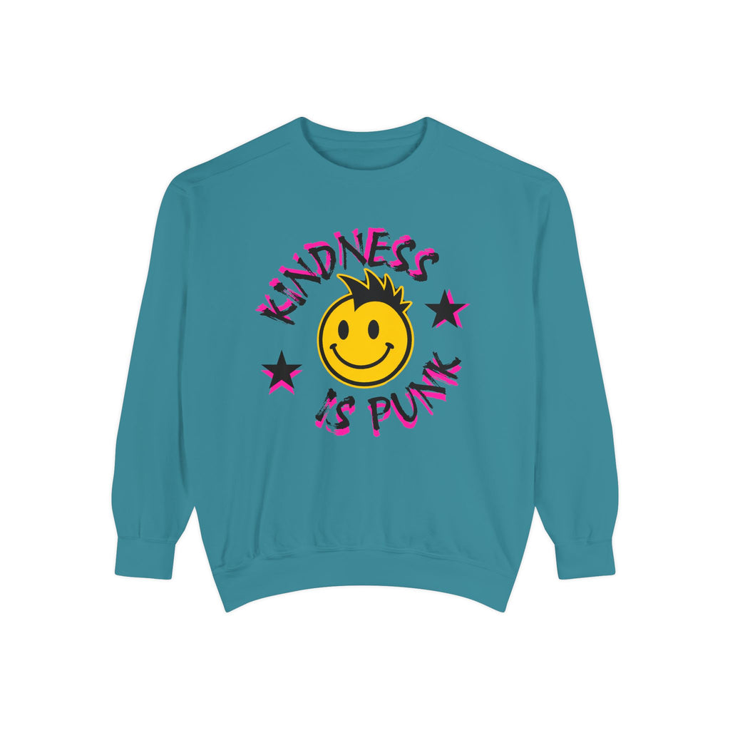 Kindness Is Punk Smiley Comfort Colors Crewneck Sweatshirt