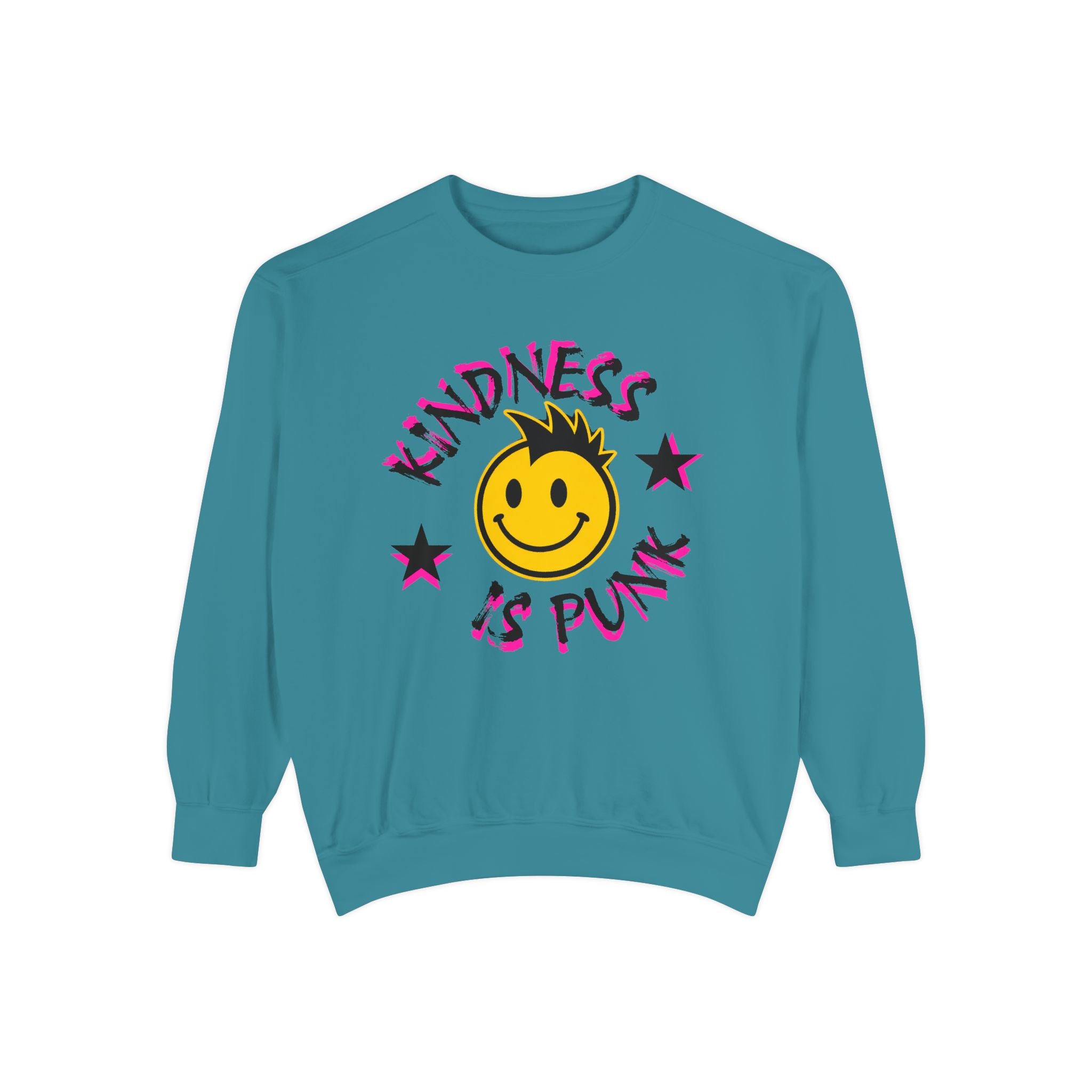 Kindness Is Punk Smiley Comfort Colors Crewneck Sweatshirt
