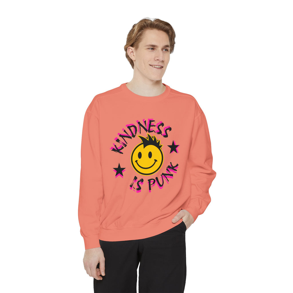 Kindness Is Punk Smiley Comfort Colors Crewneck Sweatshirt