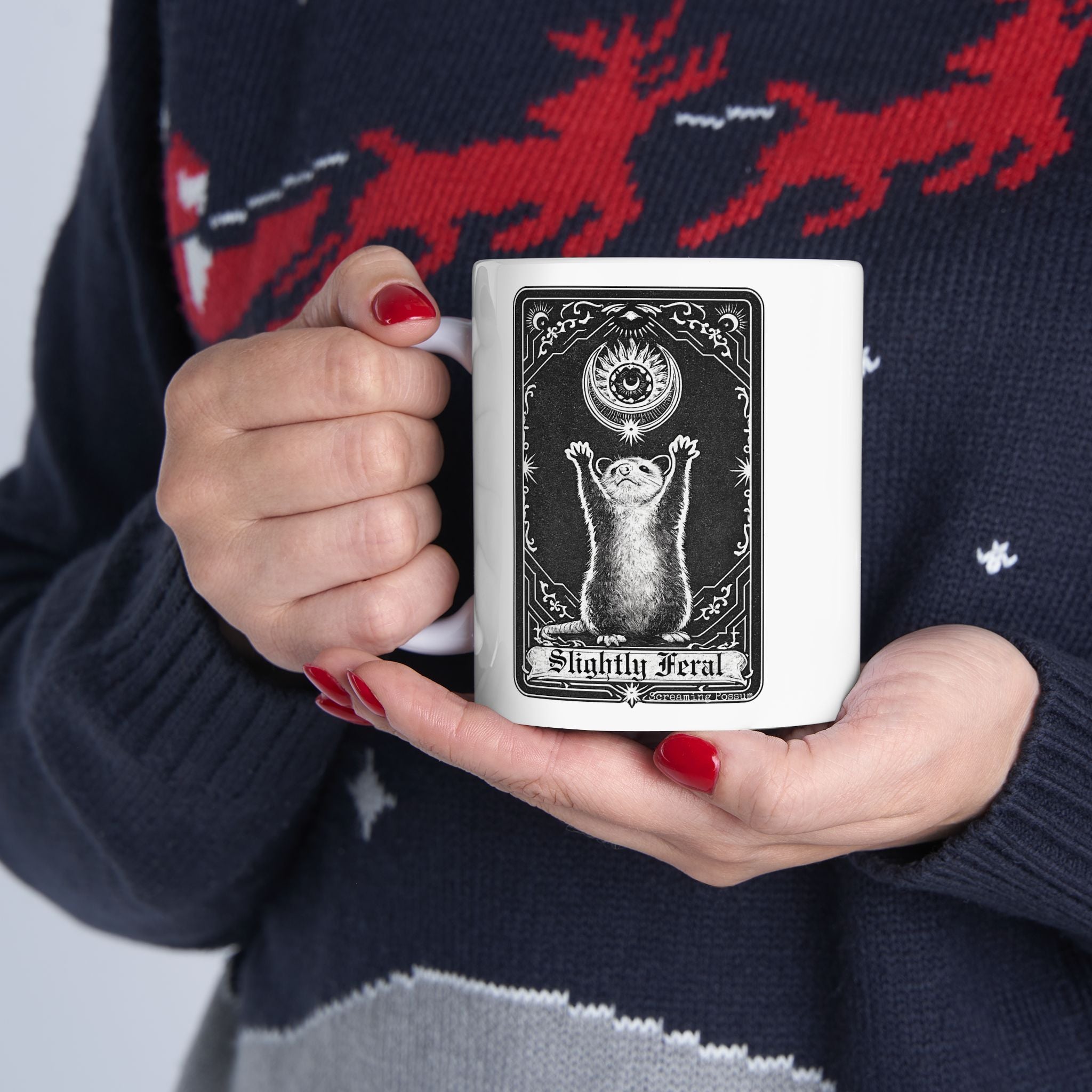 Slightly Feral Tarot Card Ceramic Mug (11oz, 15oz)