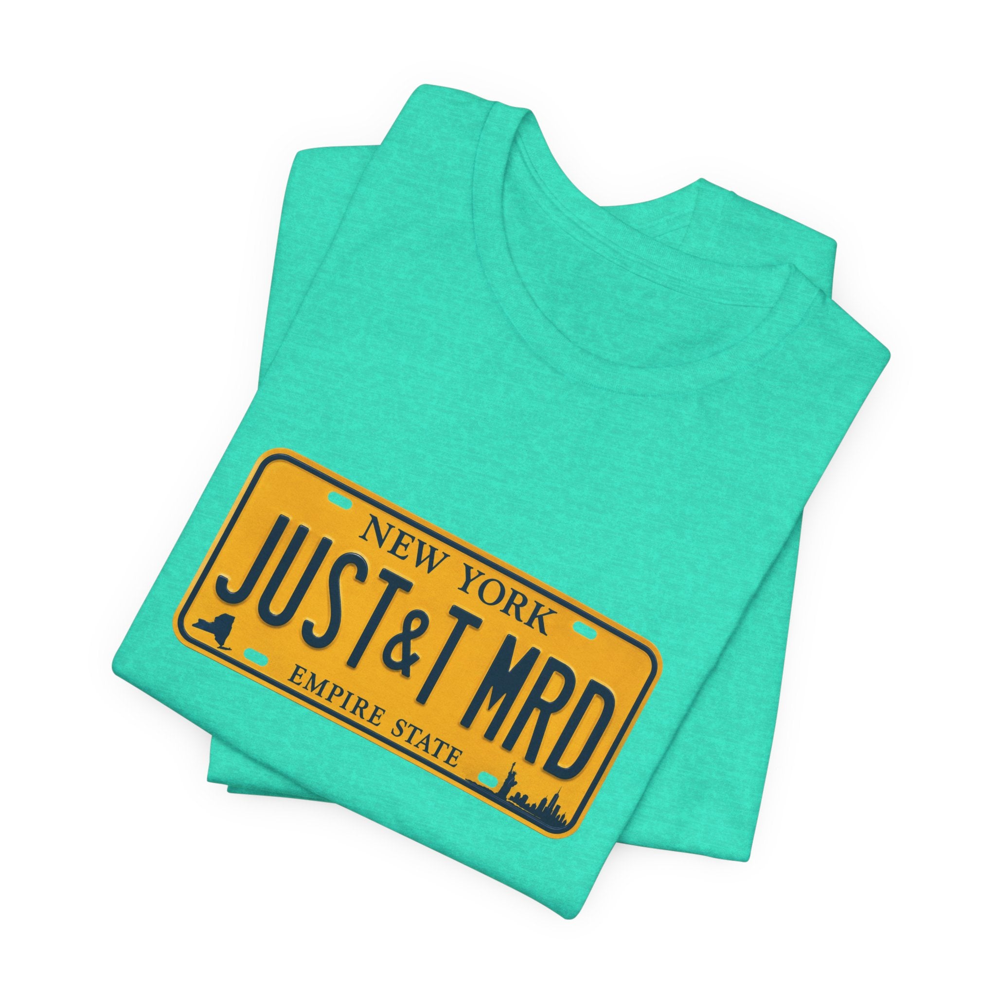 New York 'JUST&T MRD' License Plate T-Shirt — Vintage Empire State Graphic Tee