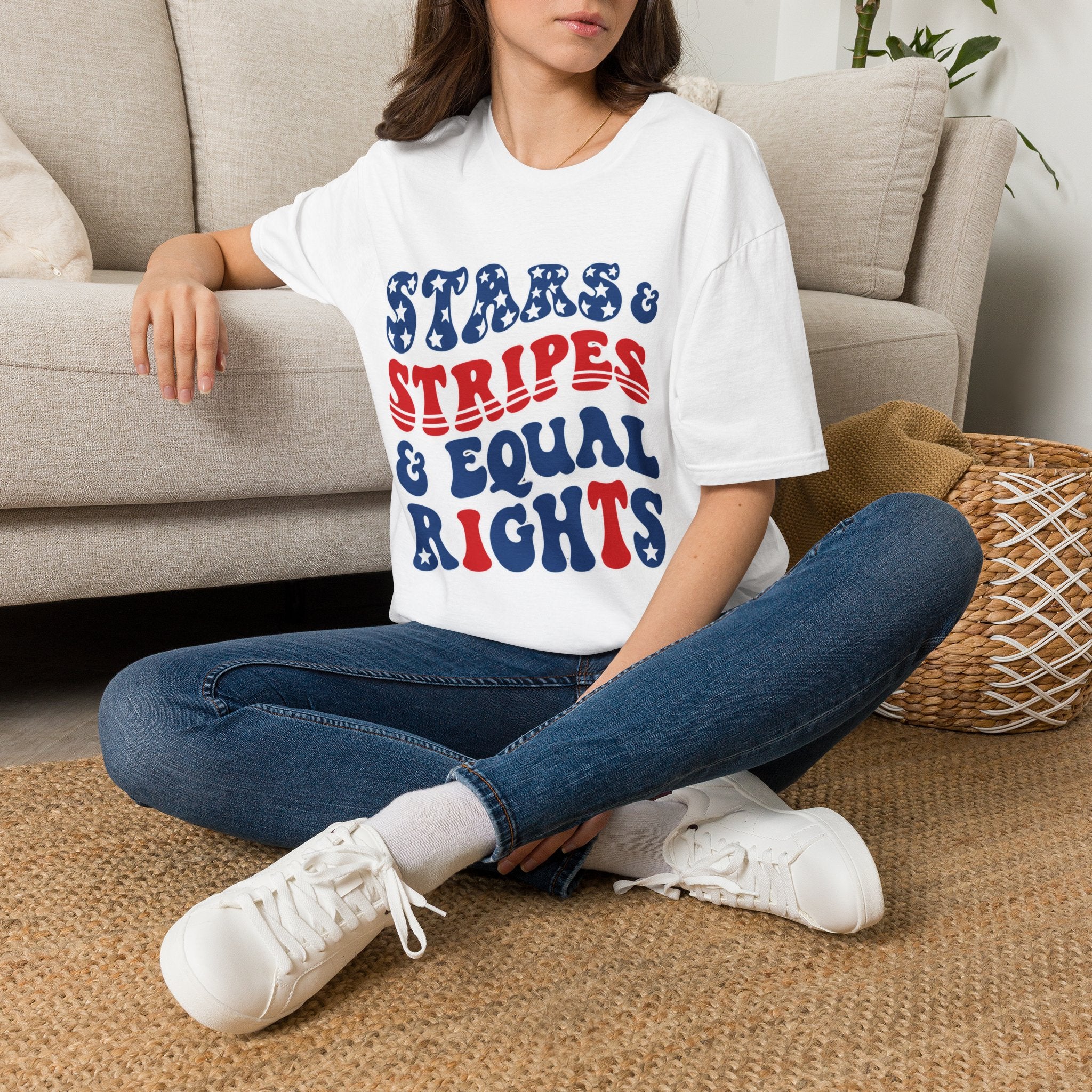 Stars & Stripes & Equal Rights Patriotic Gildan T‐Shirt