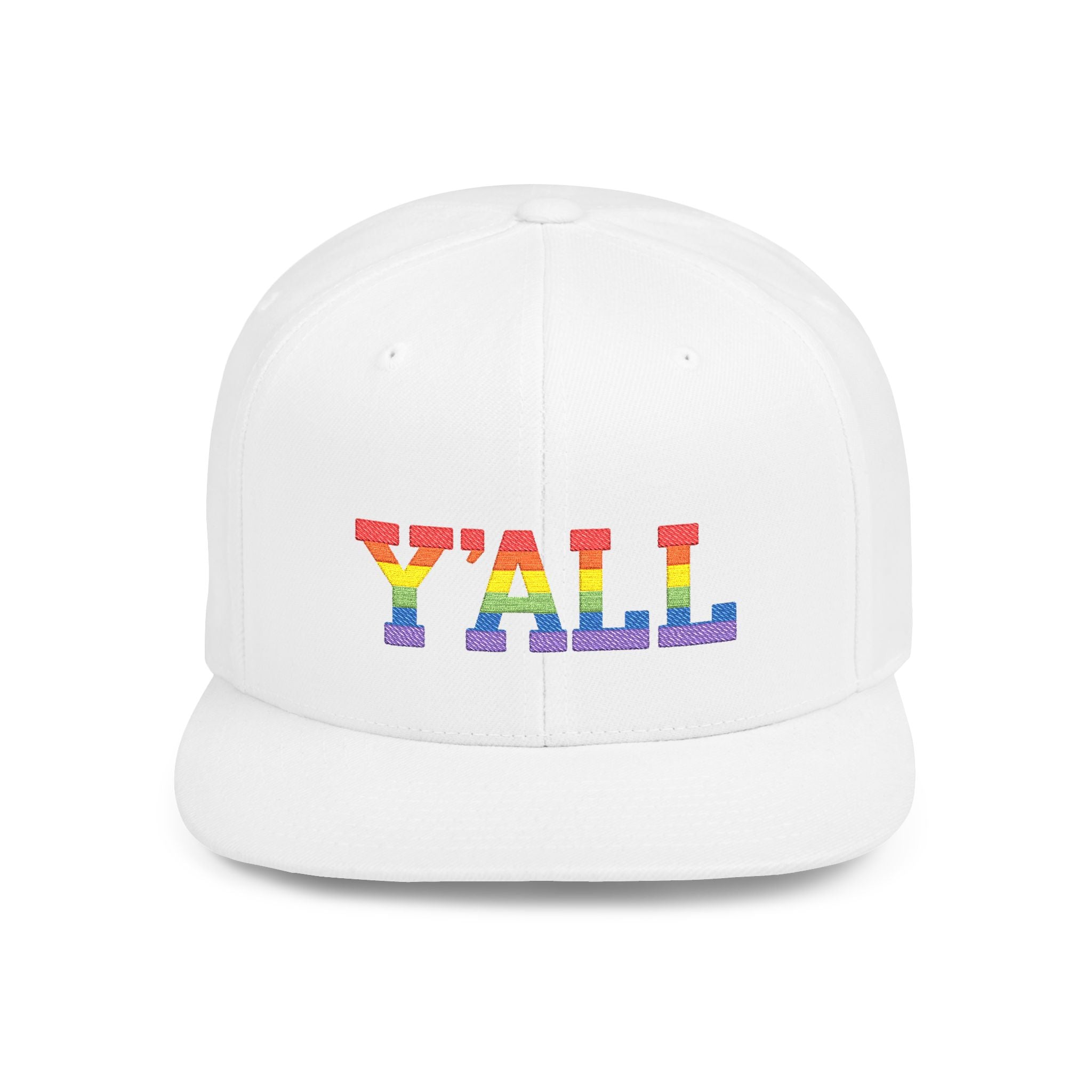 Rainbow "Y'ALL" Pride Flat Bill Snapback Hat