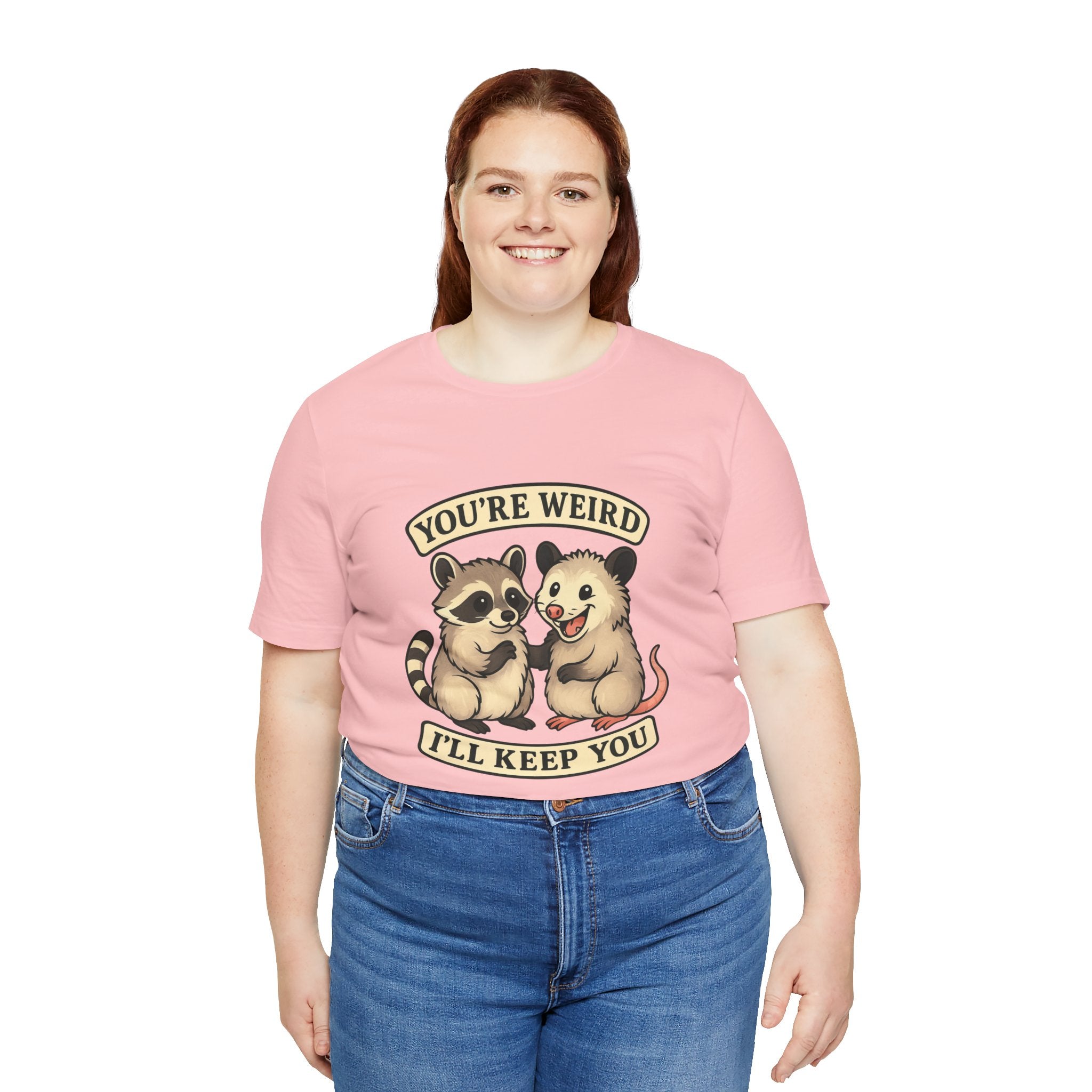You're Weird I'll Keep You Tee — Cute Raccoon & Opossum Friendship Graphic T-Shirt from Screaming Possum