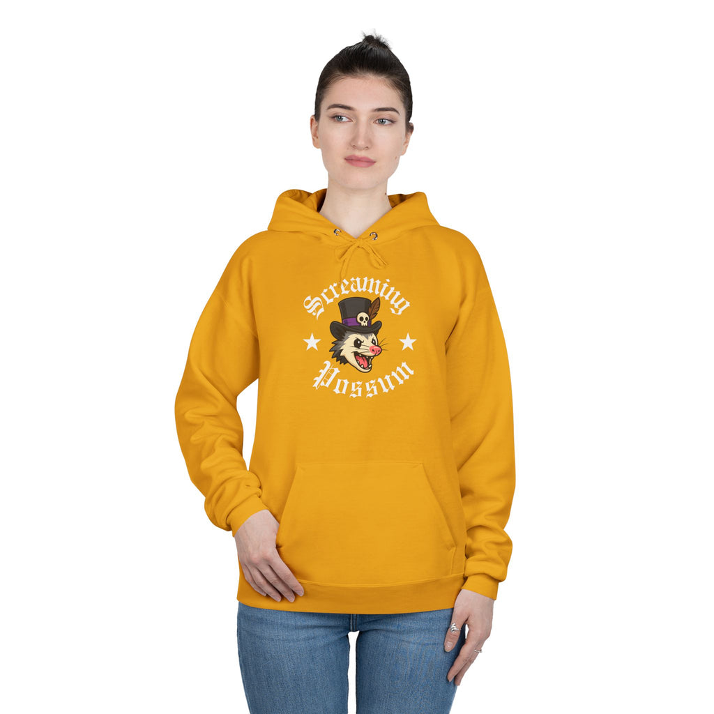 Screaming Possum Hoodie — Vintage Tattoo Possum Graphic Pullover