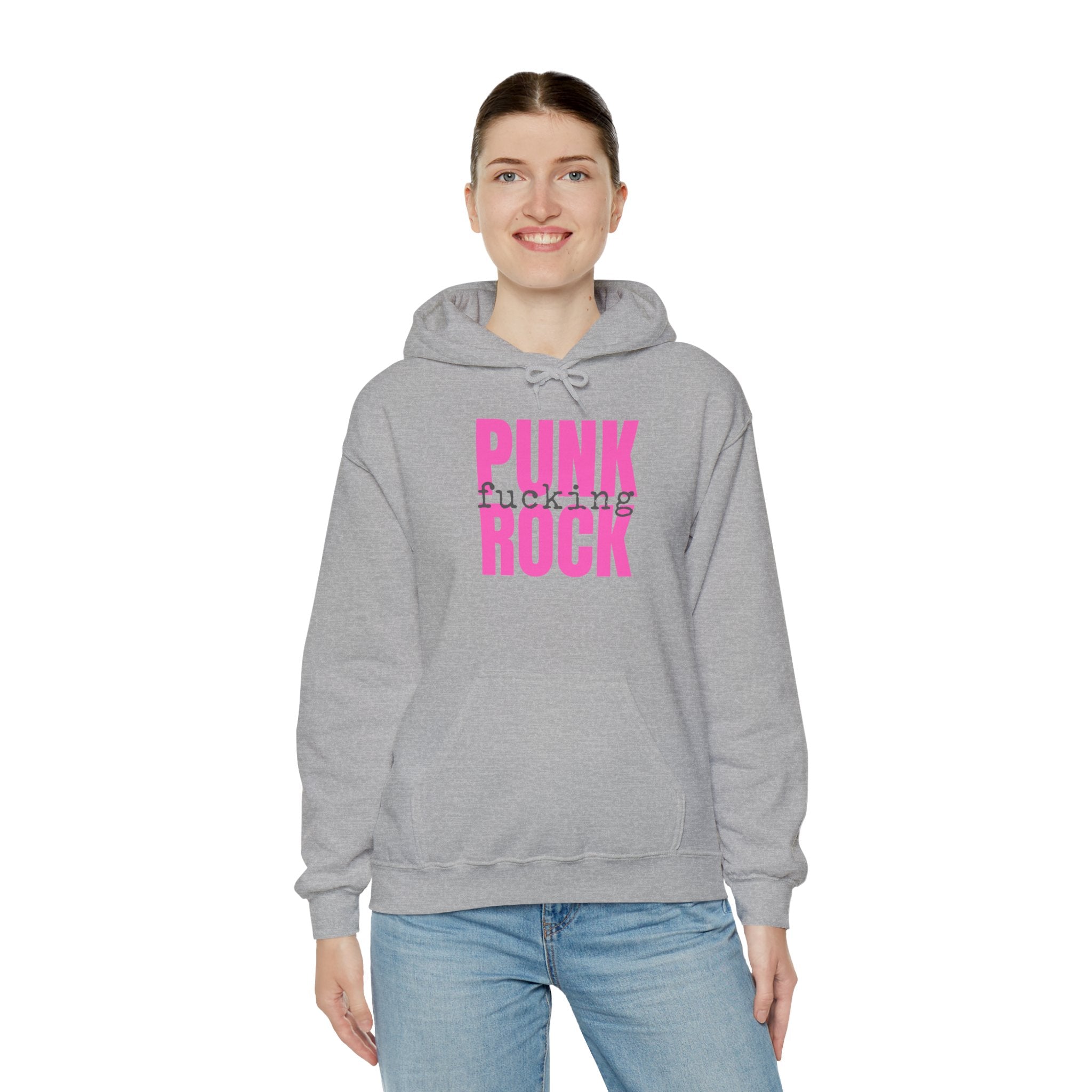 Pink Rock Hoodie — Bold Pink 'PUNK ROCK' Graphic Sweatshirt