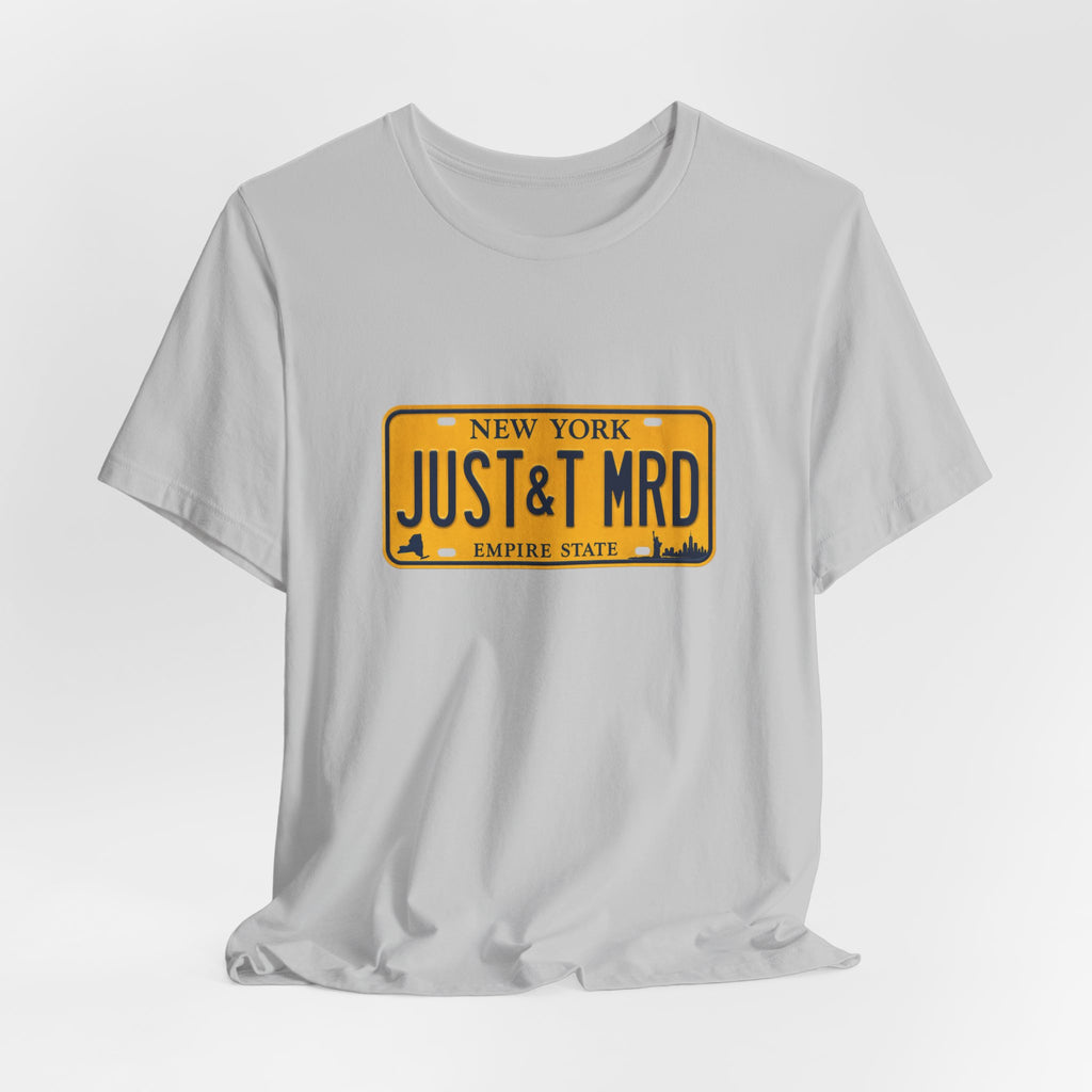 New York 'JUST&T MRD' License Plate T-Shirt — Vintage Empire State Graphic Tee
