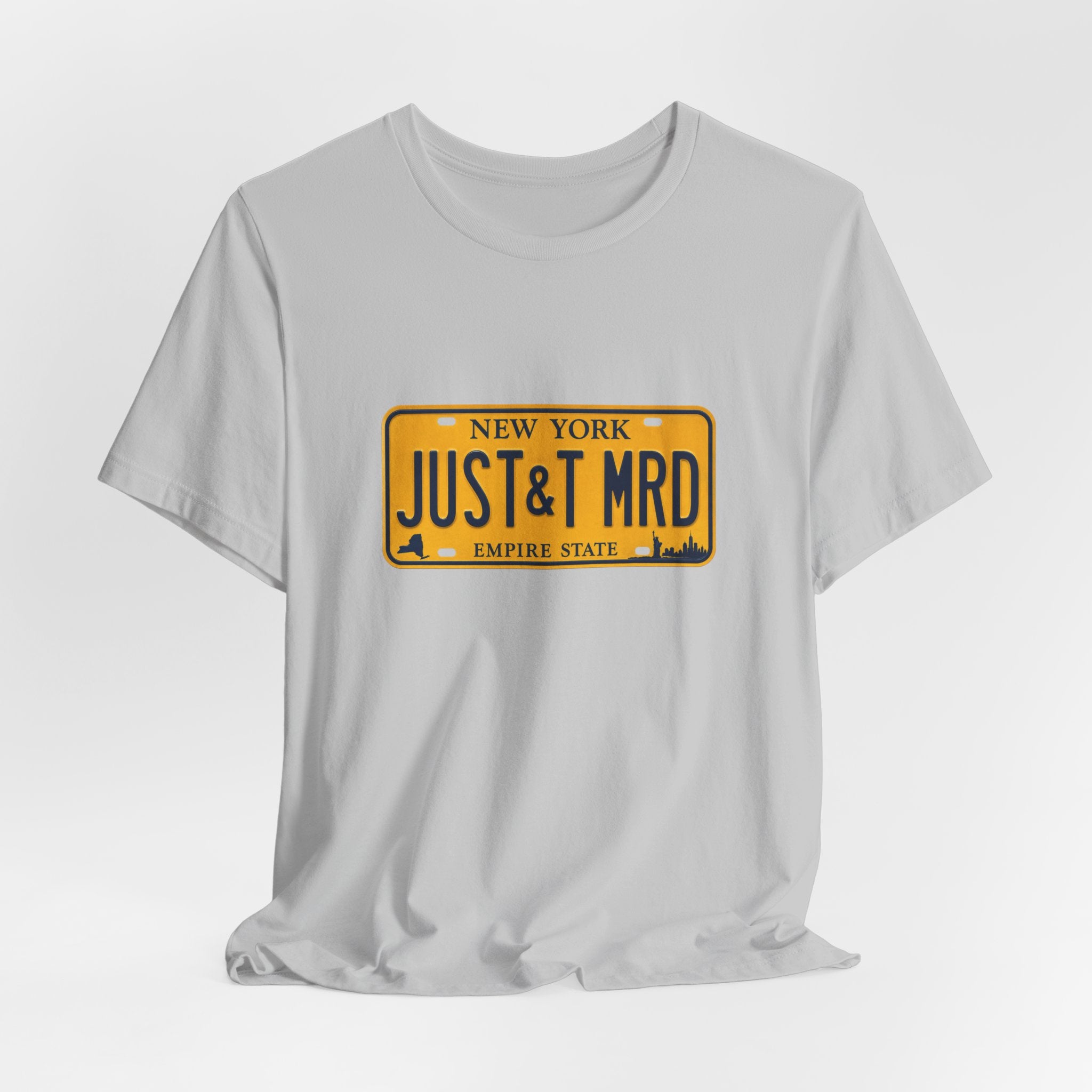 New York 'JUST&T MRD' License Plate T-Shirt — Vintage Empire State Graphic Tee