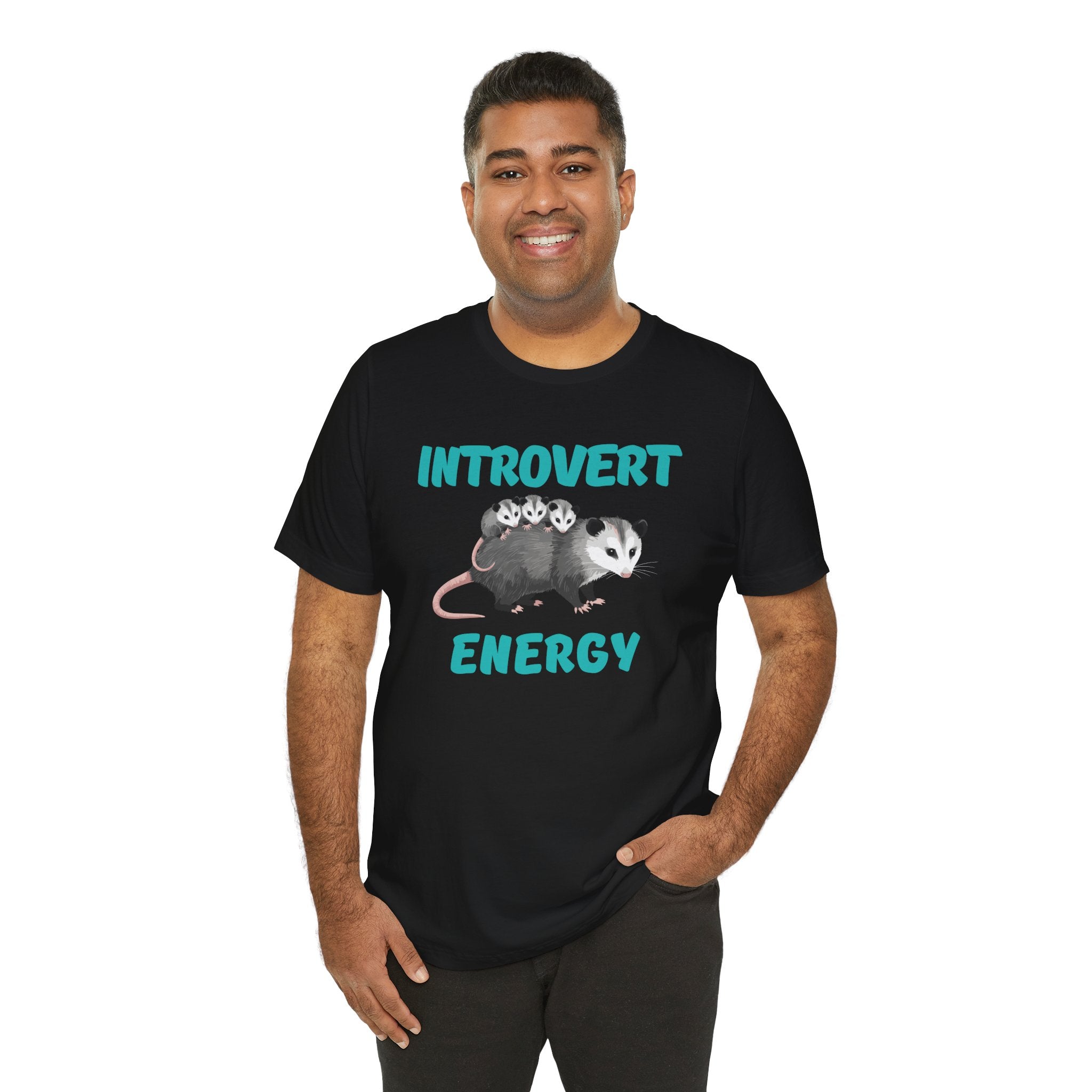 Introvert Energy T-Shirt — Cute Opossum Graphic Tee from Screaming Possum