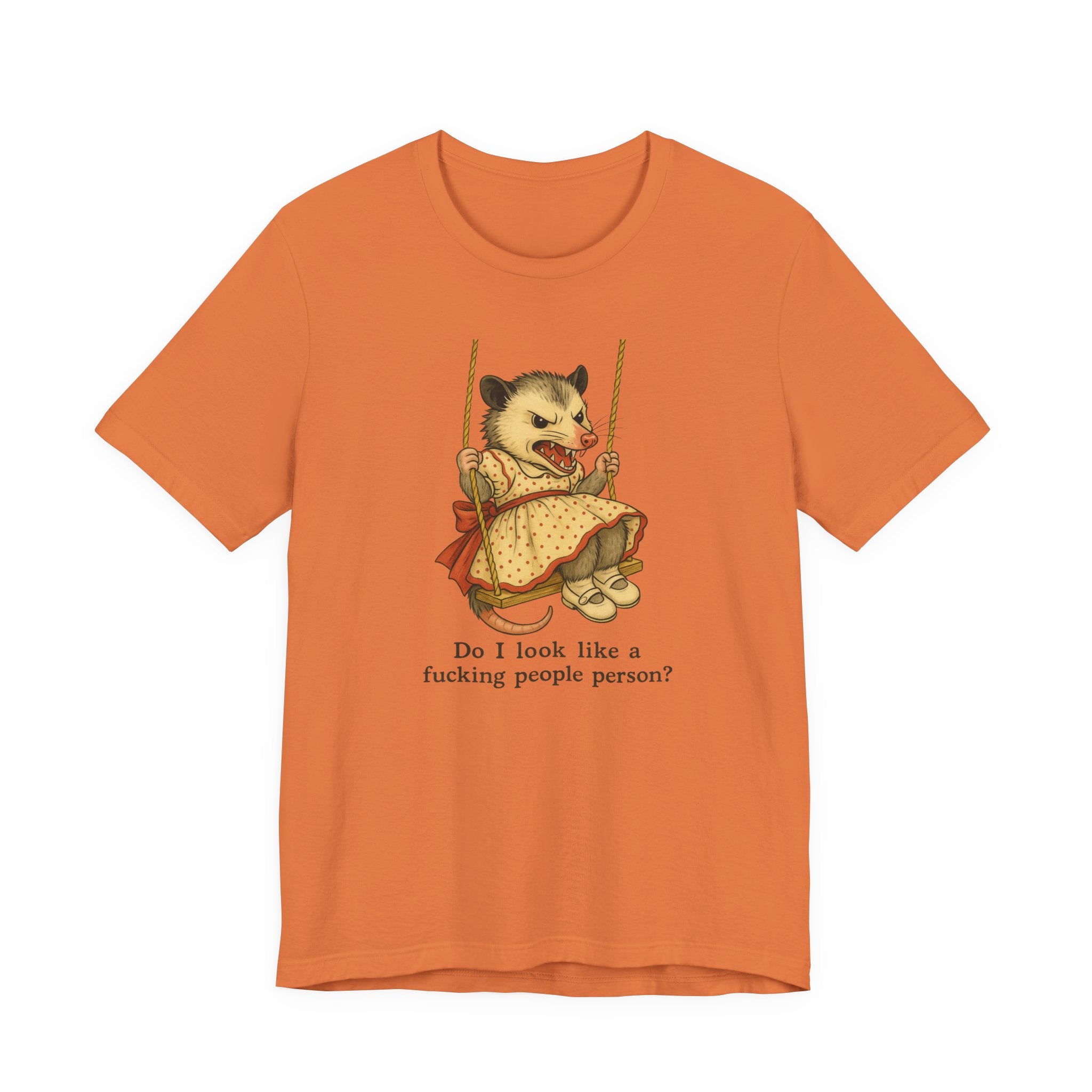 Graphic Tee — Vintage style Possum on Swing with "Do I look like a fucking people person?"