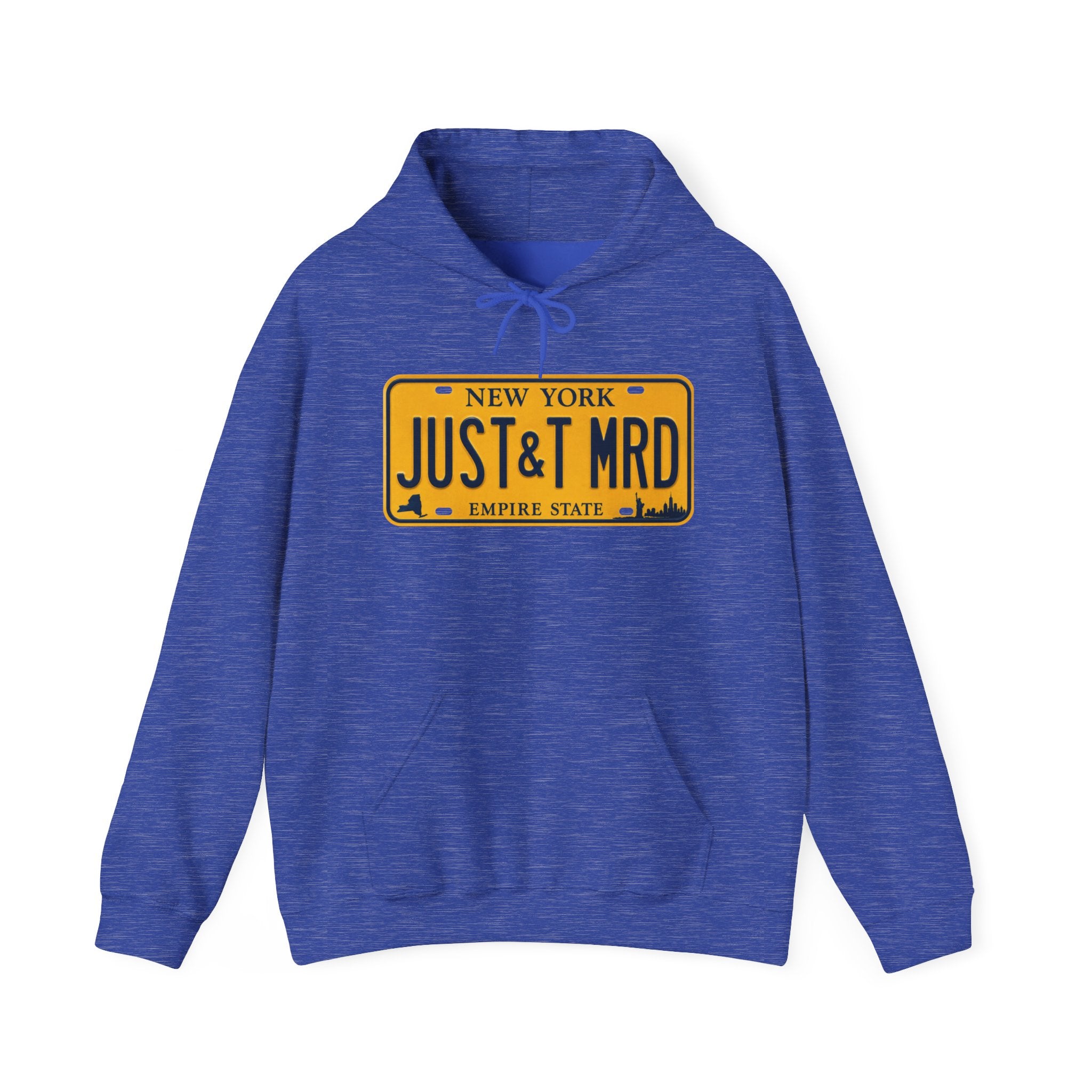 Hoodie — New York License Plate "JUST & MRD" Graphic