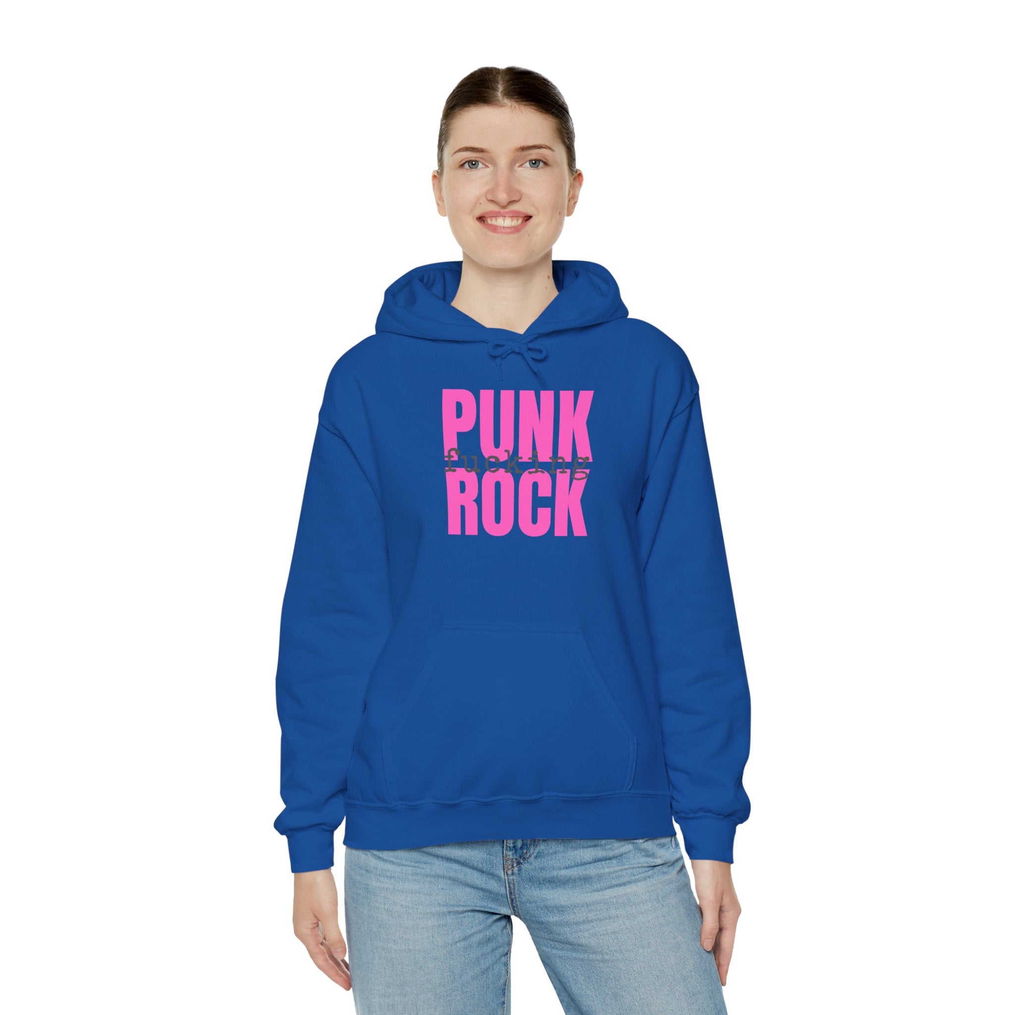 Pink Rock Hoodie — Bold Pink 'PUNK ROCK' Graphic Sweatshirt