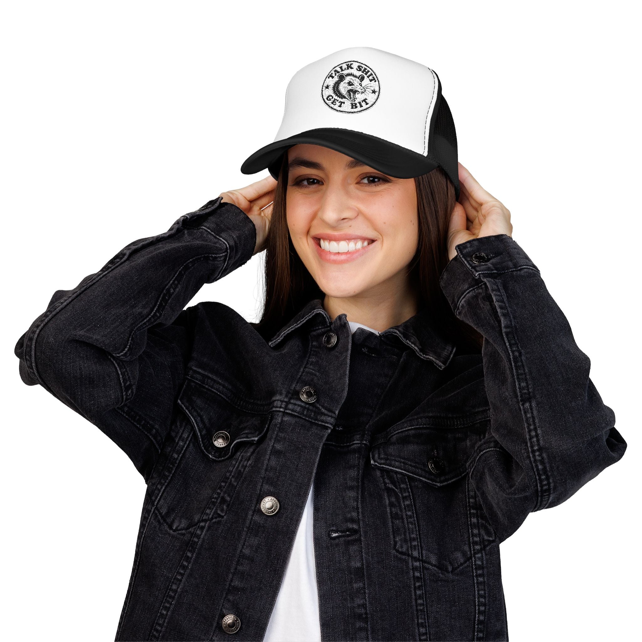 Talk Shit Get Bit Embroidered Patch Trucker Hat