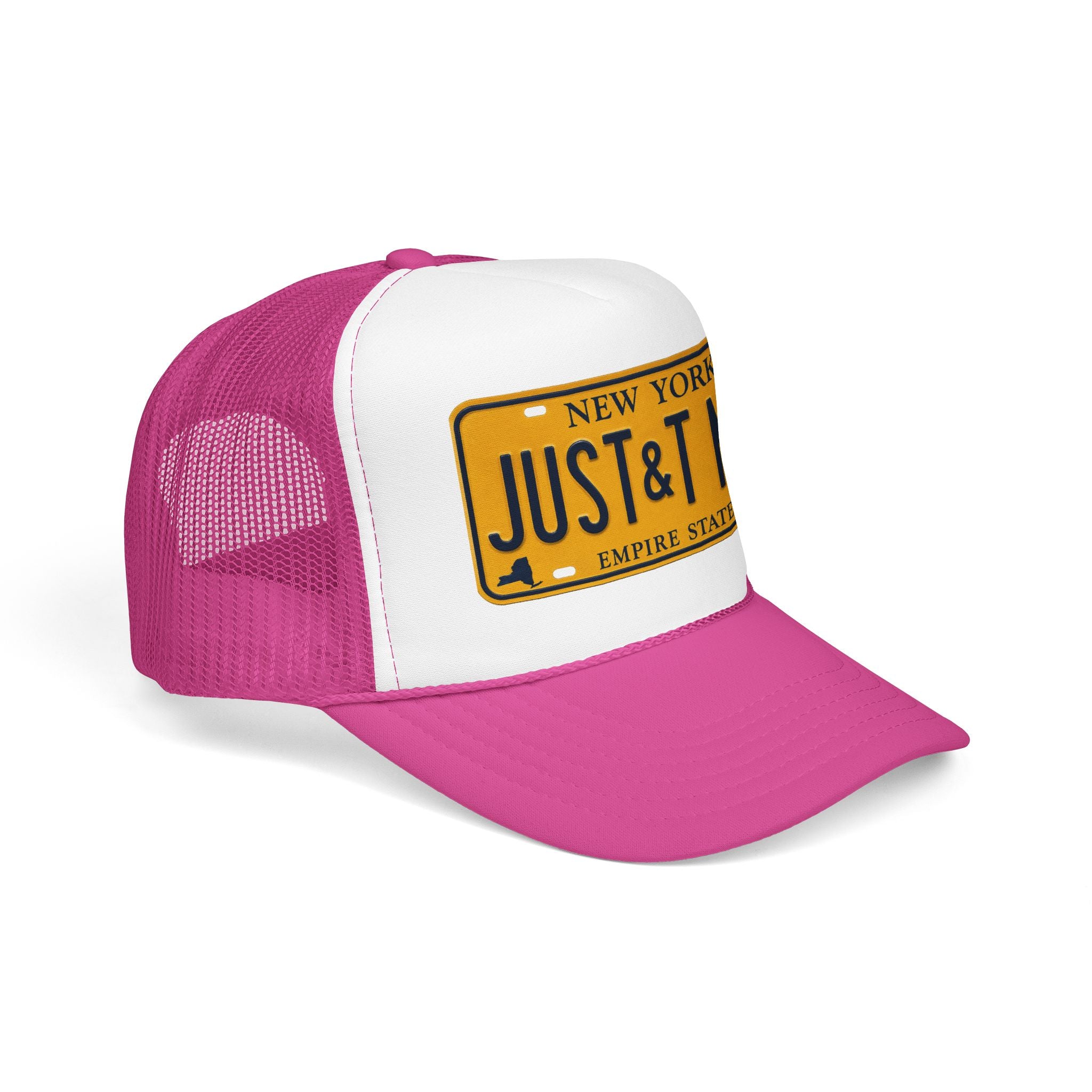 Foam Trucker Hat – Vintage New York License Plate “JUST&T MRD”