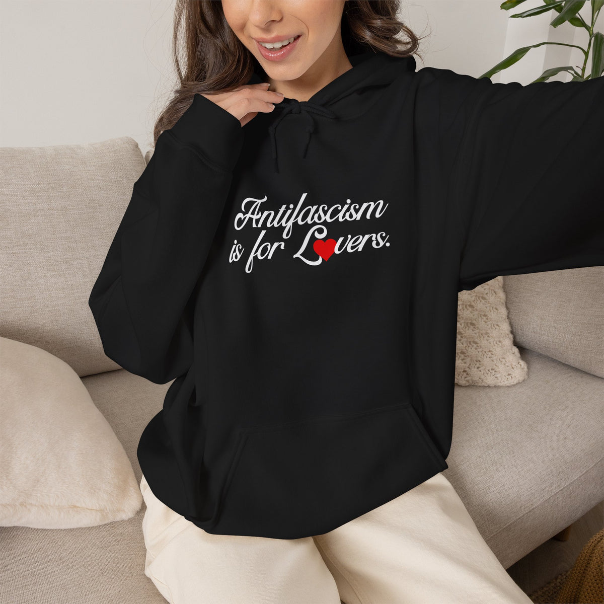 Antifascism is For Lovers Graphic Gildan HoodedSweatshirt