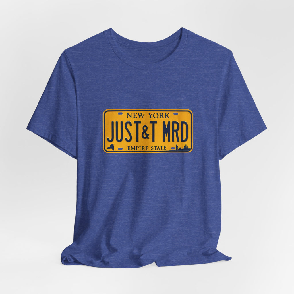 New York 'JUST&T MRD' License Plate T-Shirt — Vintage Empire State Graphic Tee