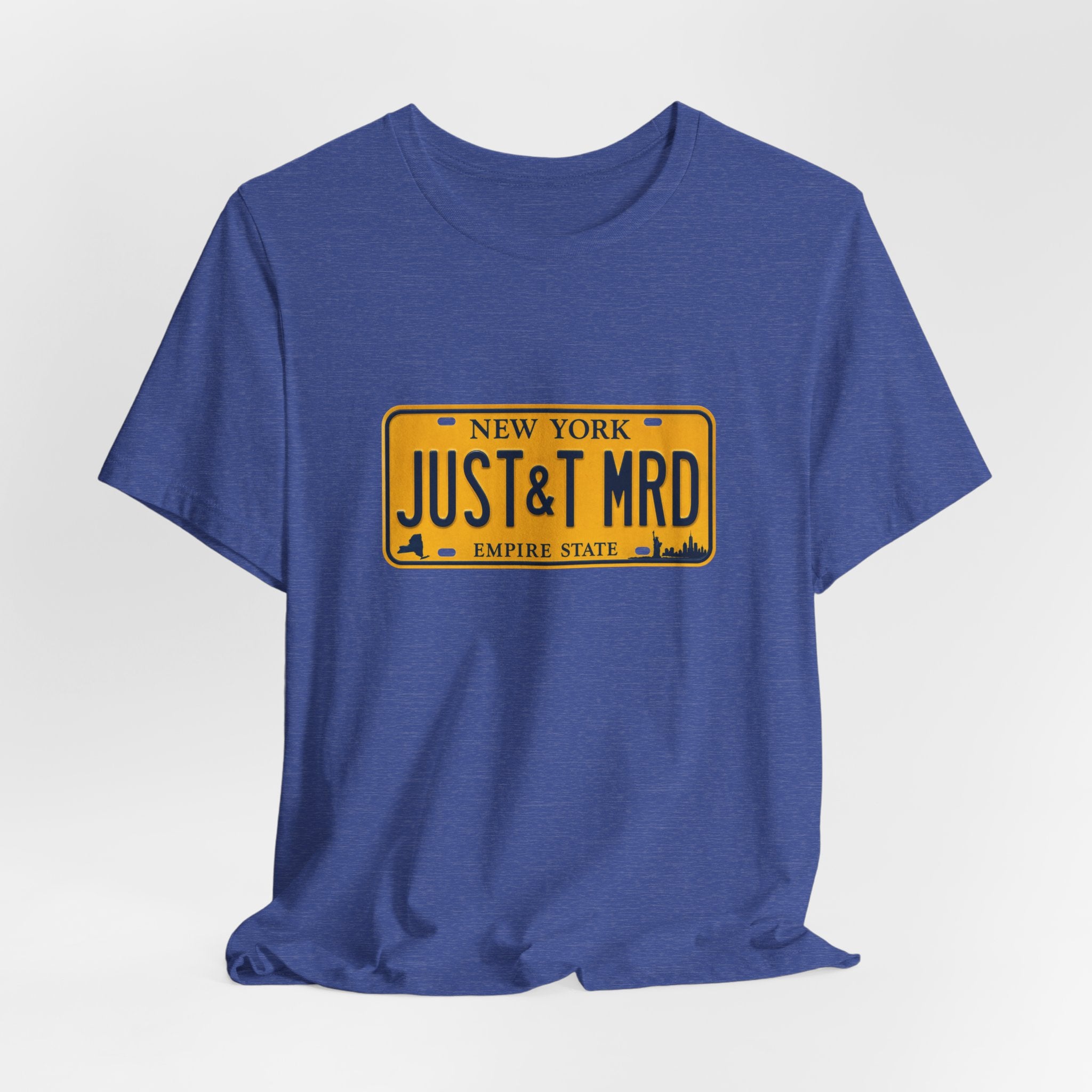 New York 'JUST&T MRD' License Plate T-Shirt — Vintage Empire State Graphic Tee