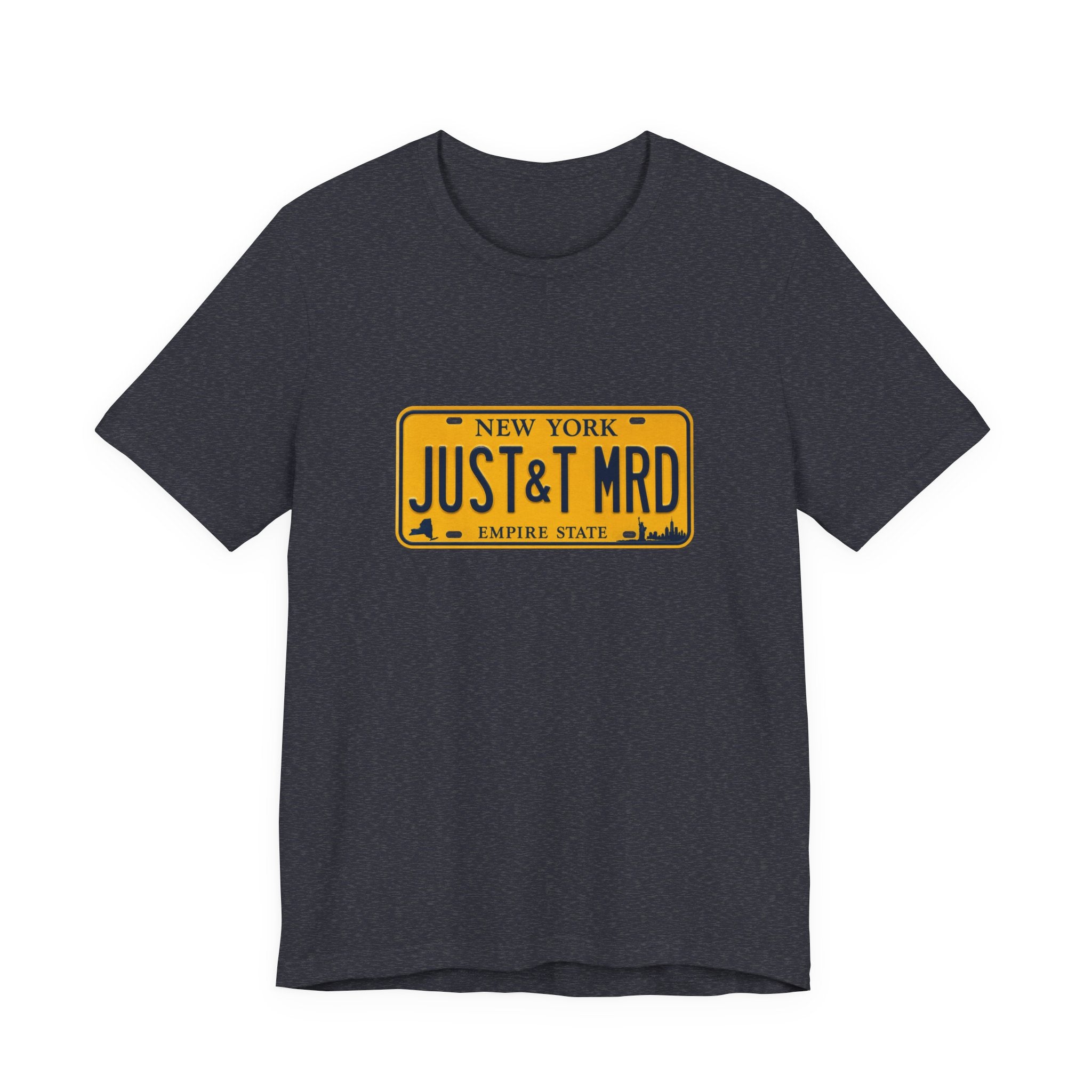 New York 'JUST&T MRD' License Plate T-Shirt — Vintage Empire State Graphic Tee