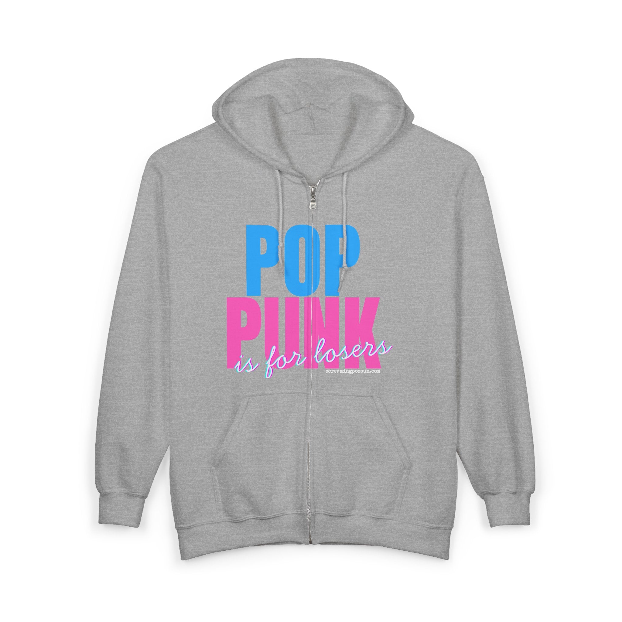 Pop Punk Is Forever Zip-Up Hoodie — Retro Band Music Fan Sweatshirt