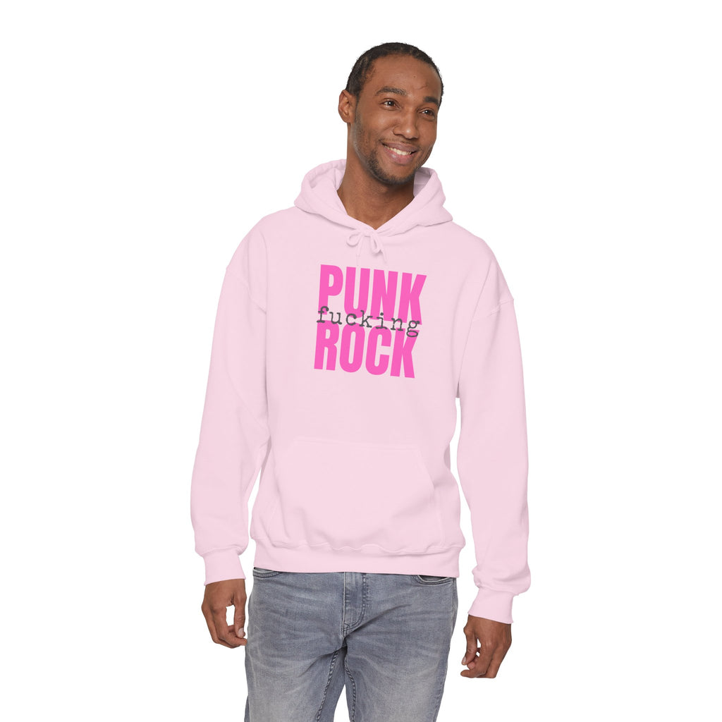 Pink Rock Hoodie — Bold Pink 'PUNK ROCK' Graphic Sweatshirt