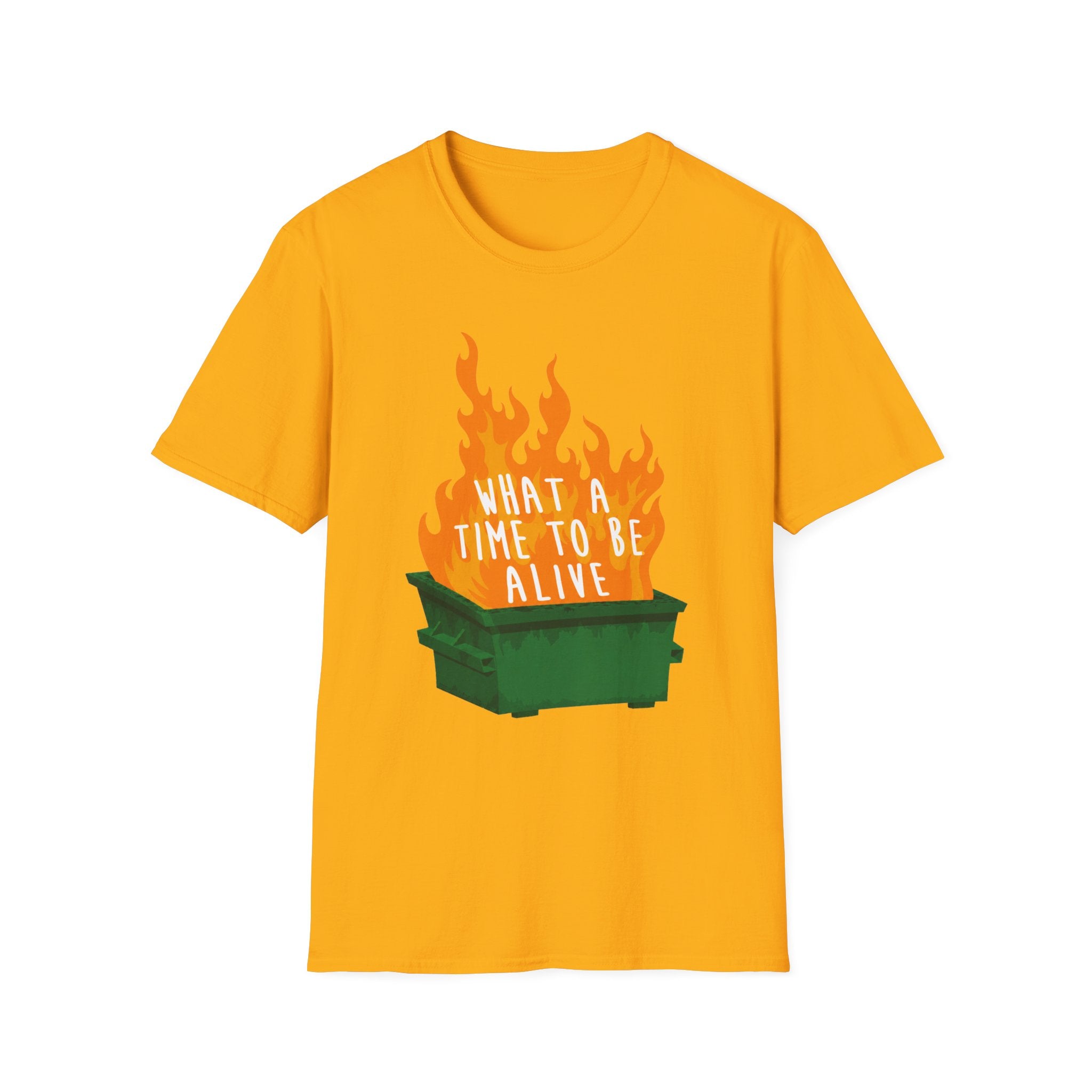 What a Time to Be Alive Dumpster Fire Gildan 64000 Soft Style Graphic Tee