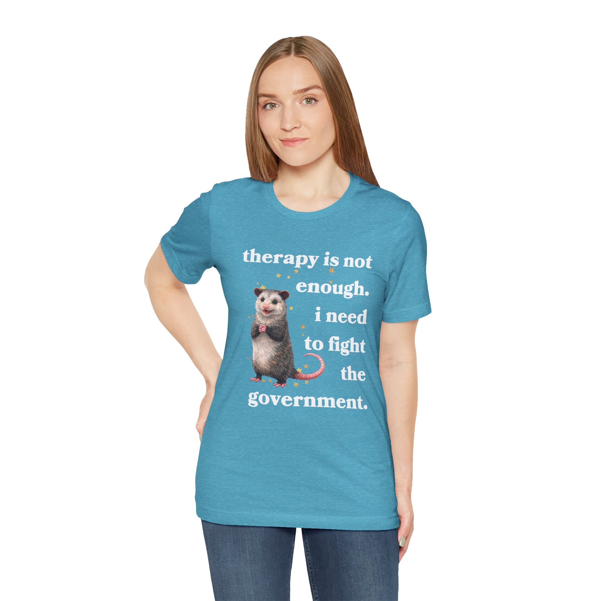 therapy is not enough. i need to fight the government Bella + Canvas T-shirt