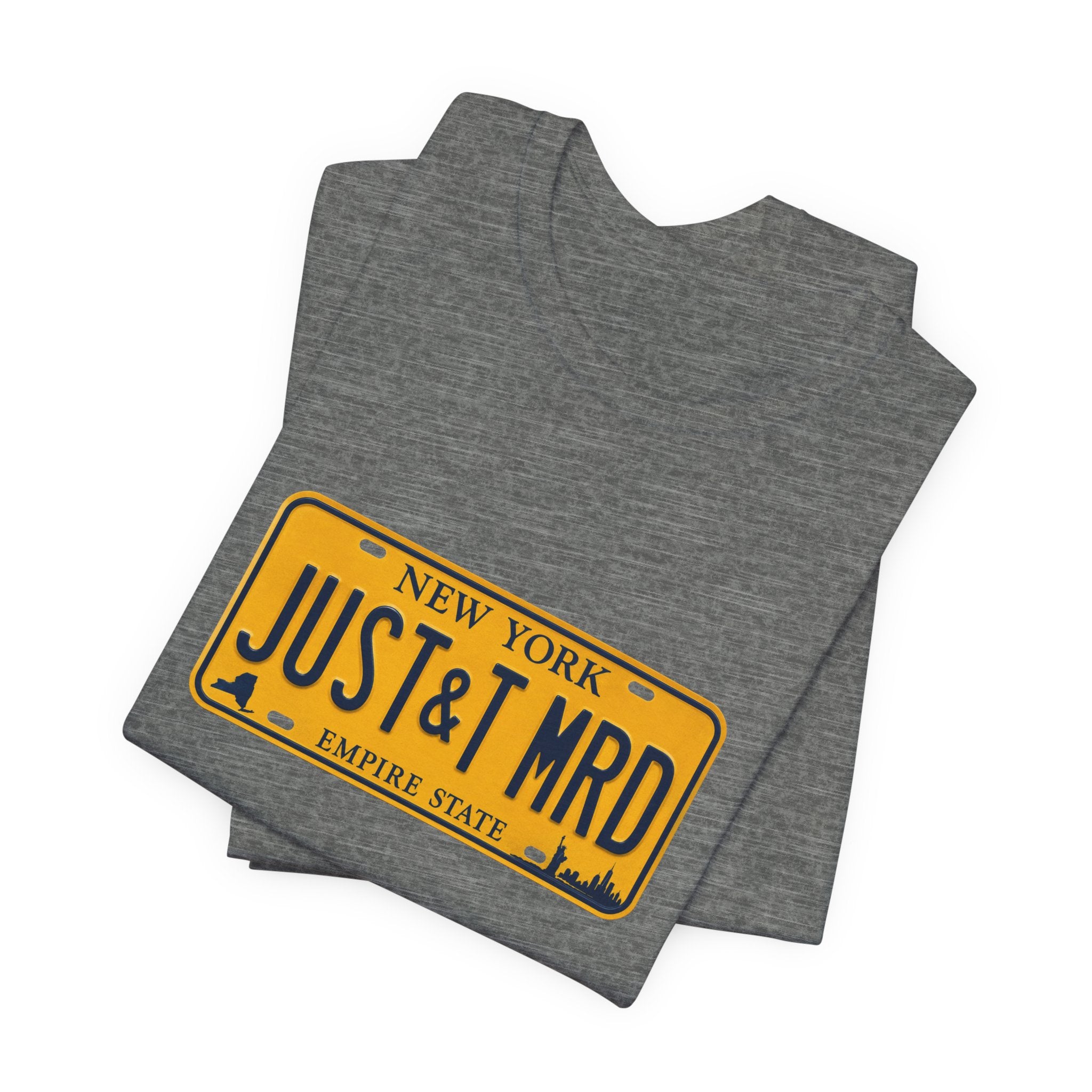 New York 'JUST&T MRD' License Plate T-Shirt — Vintage Empire State Graphic Tee