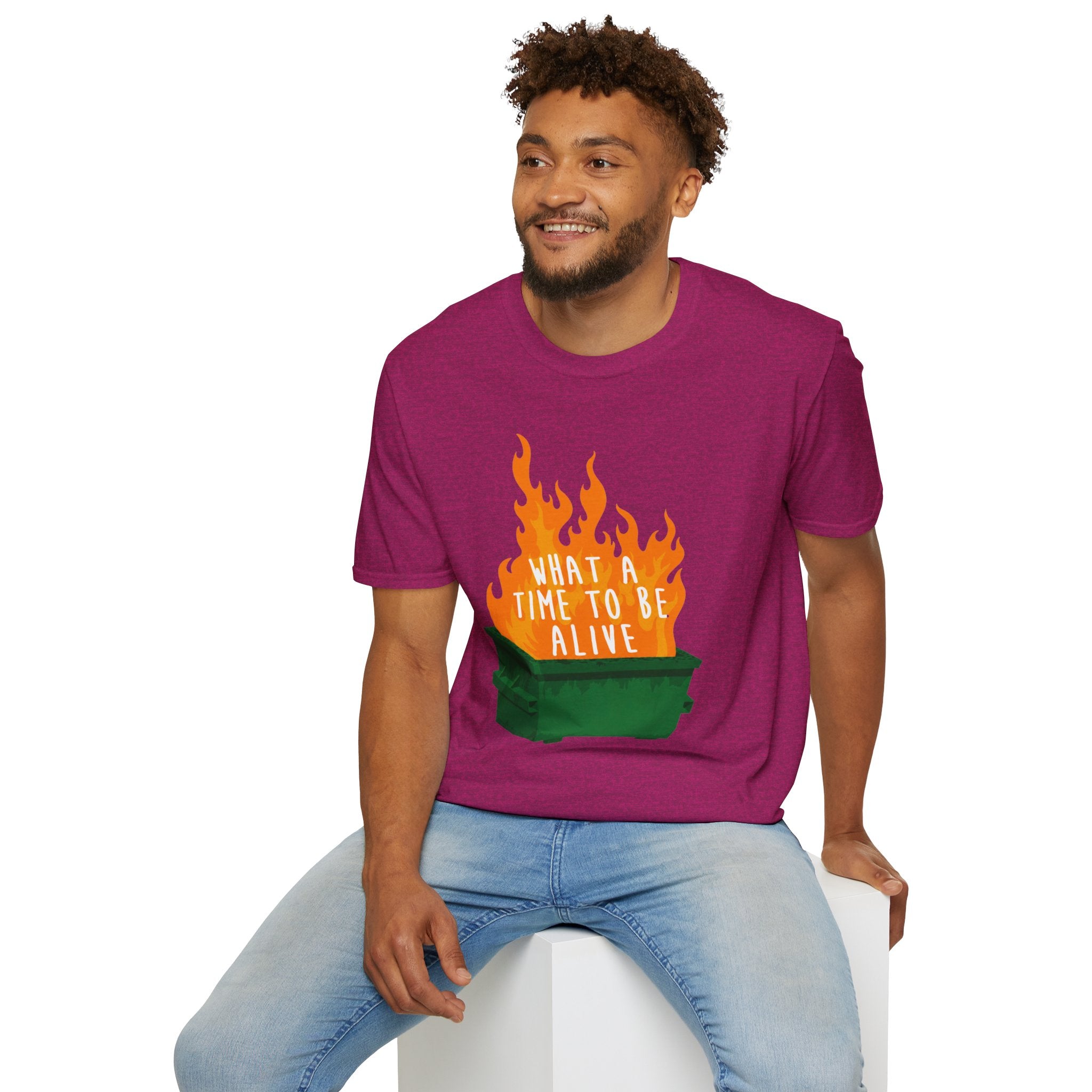 What a Time to Be Alive Dumpster Fire Gildan 64000 Soft Style Graphic Tee