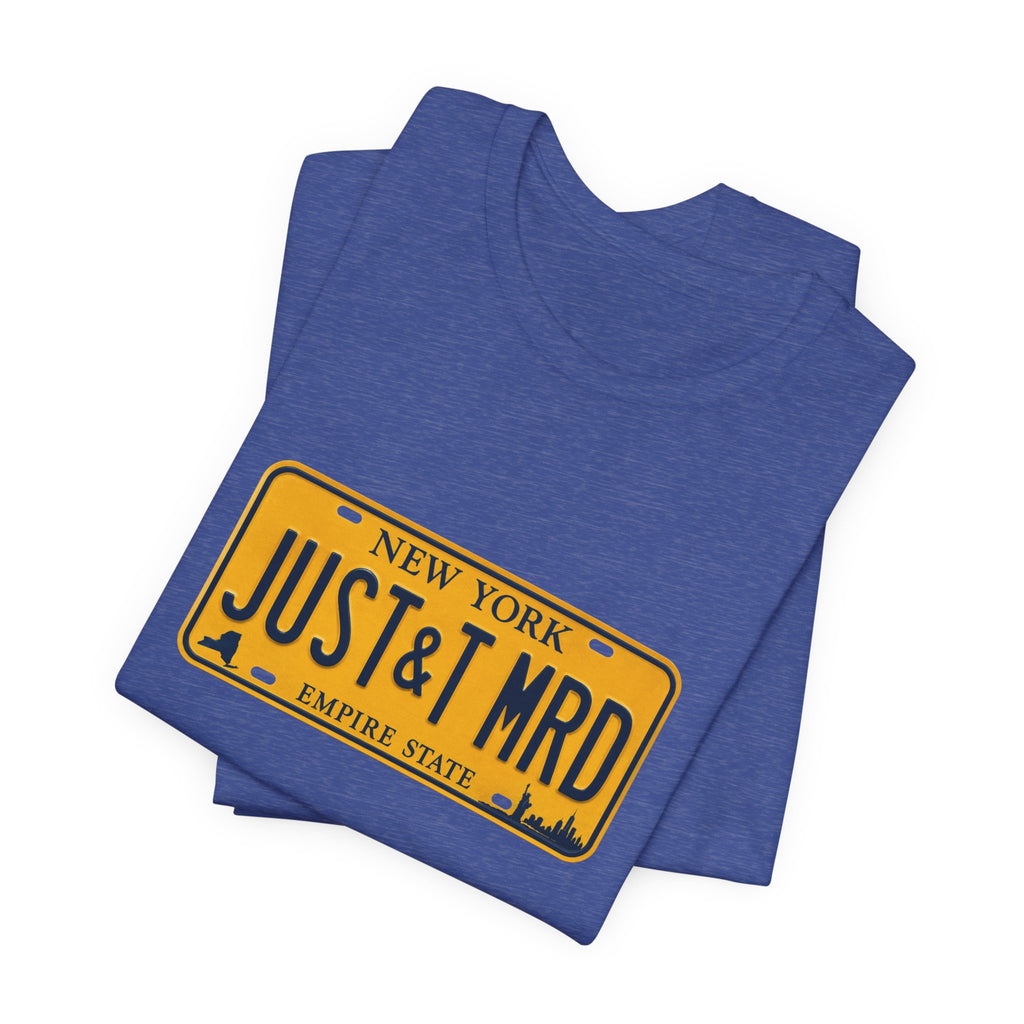New York 'JUST&T MRD' License Plate T-Shirt — Vintage Empire State Graphic Tee