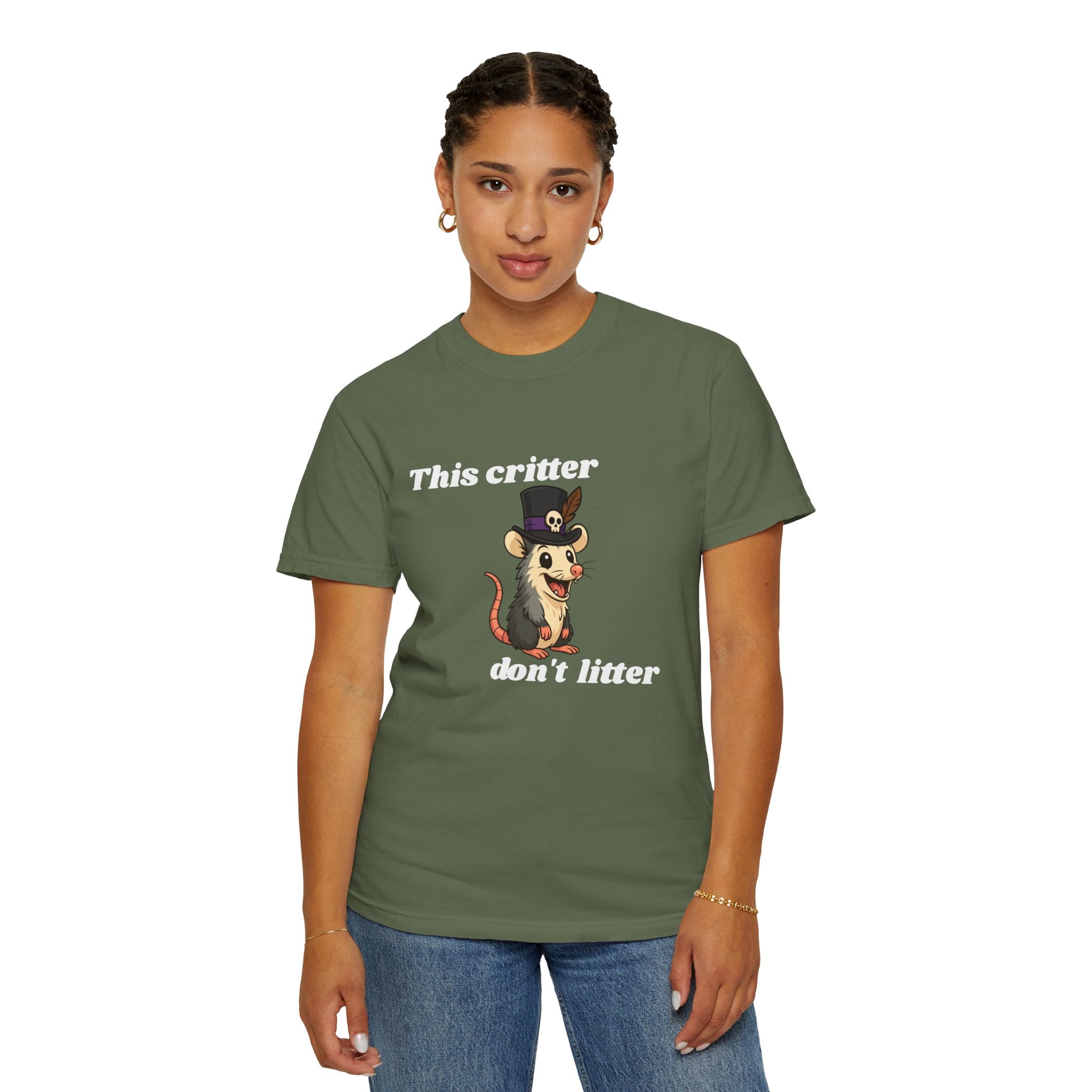 T-Shirt — 'This Critter Don't Litter' Possum Cute Eco Awareness Tee