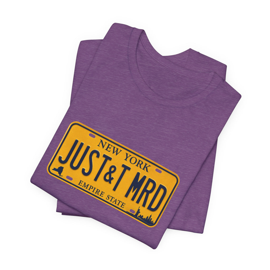 New York 'JUST&T MRD' License Plate T-Shirt — Vintage Empire State Graphic Tee