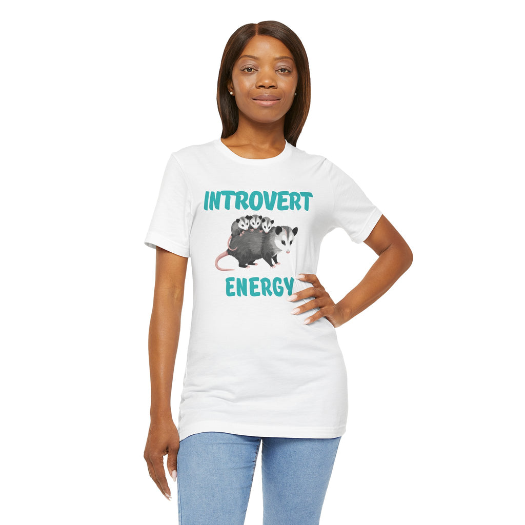 Introvert Energy T-Shirt — Cute Opossum Graphic Tee from Screaming Possum