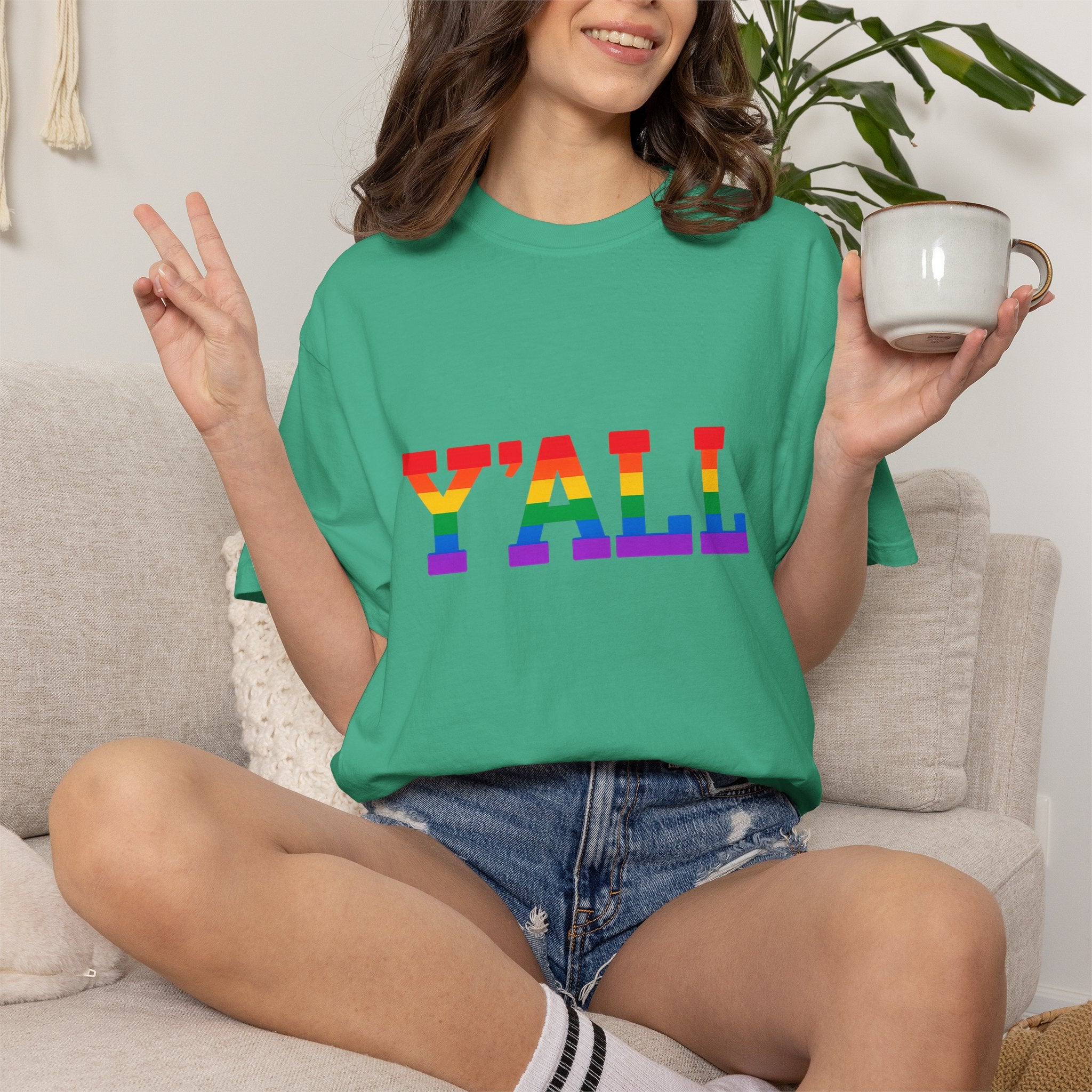 Y'ALL Rainbow Pride Comfort Colors T-Shirt