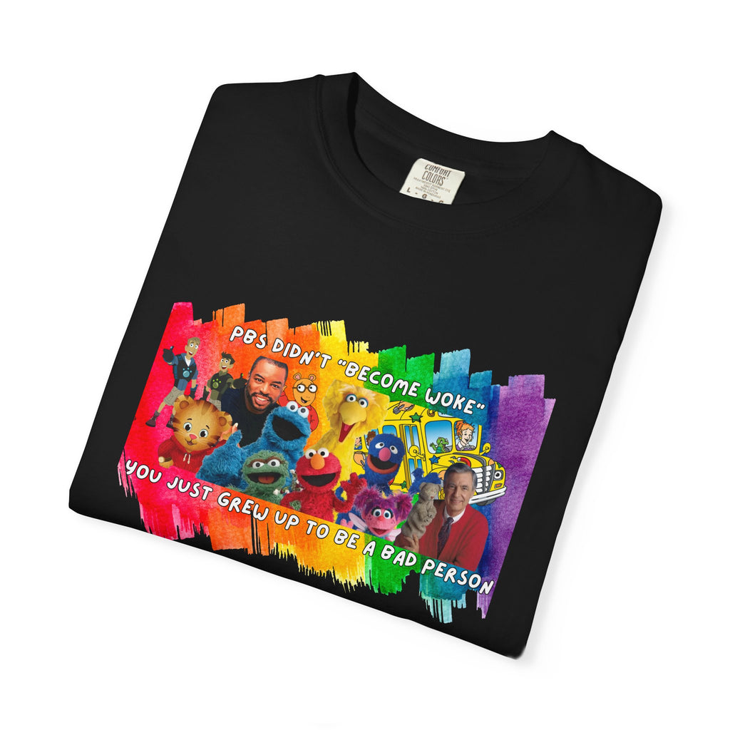 Unisex Garment-Dyed T-shirt, PBS Characters Quote Tee, Vintage Cartoon Tshirt, Funny Graphic Top, Retro TV Show Shirt