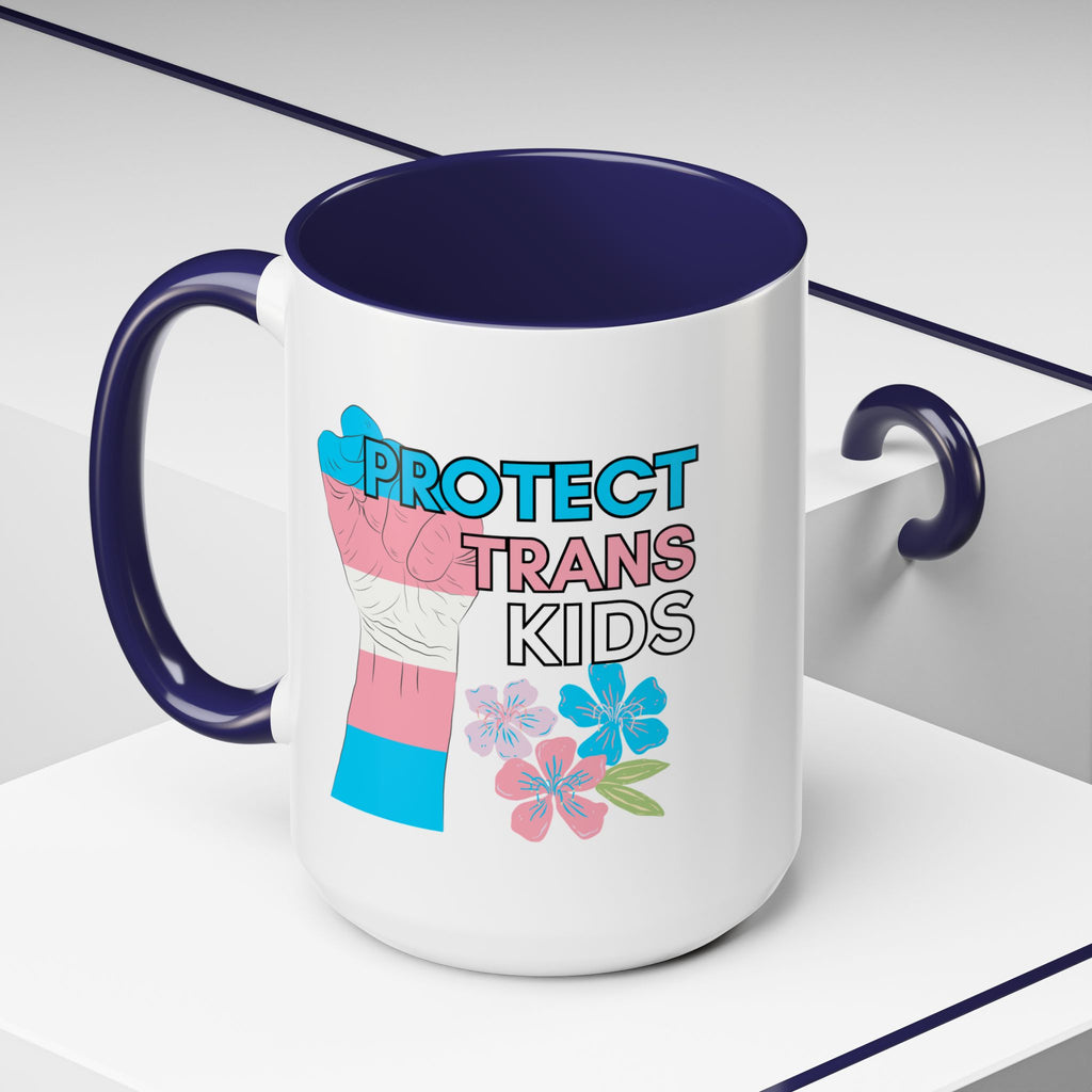 Protect Trans Kids Mug, LGBTQ pride ceramic cup, Support gender diverse children, Hot Chocolate tea coffee mug