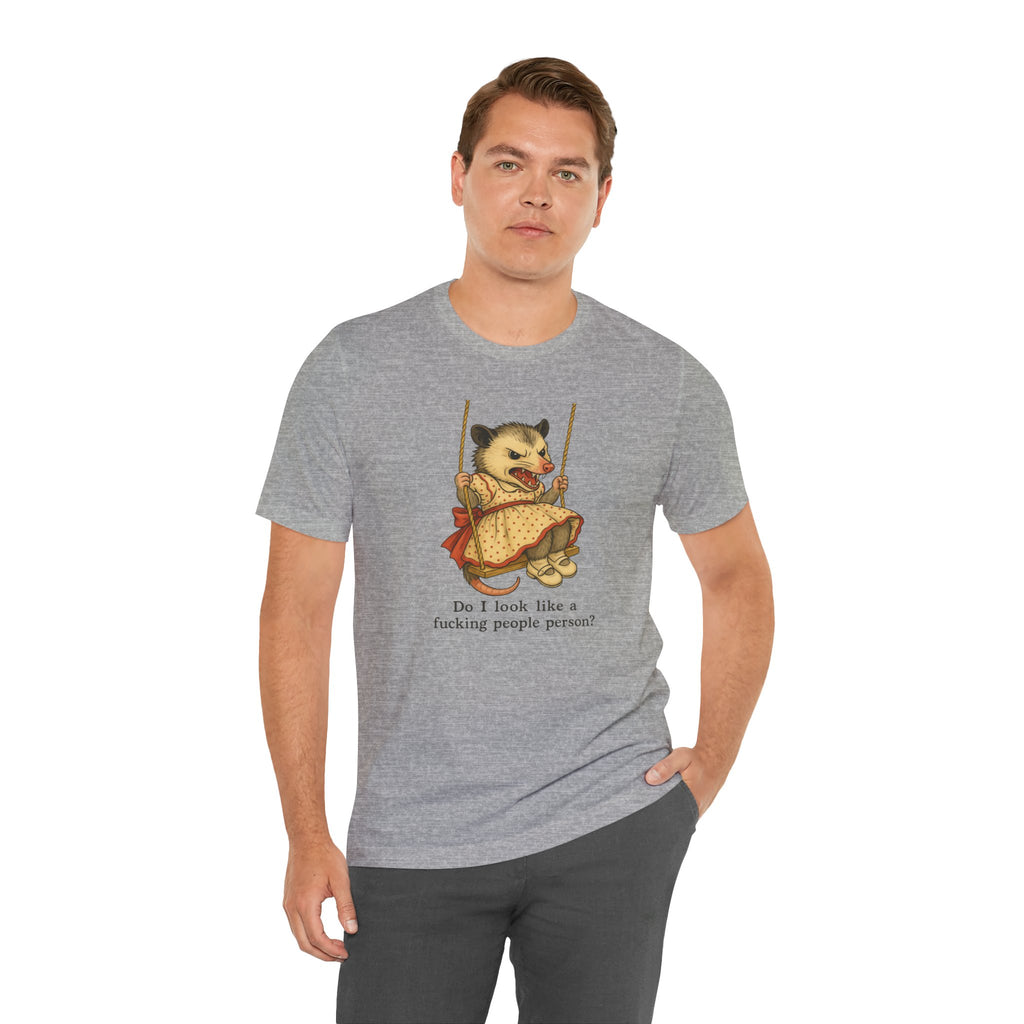 Graphic Tee — Vintage style Possum on Swing with "Do I look like a fucking people person?"