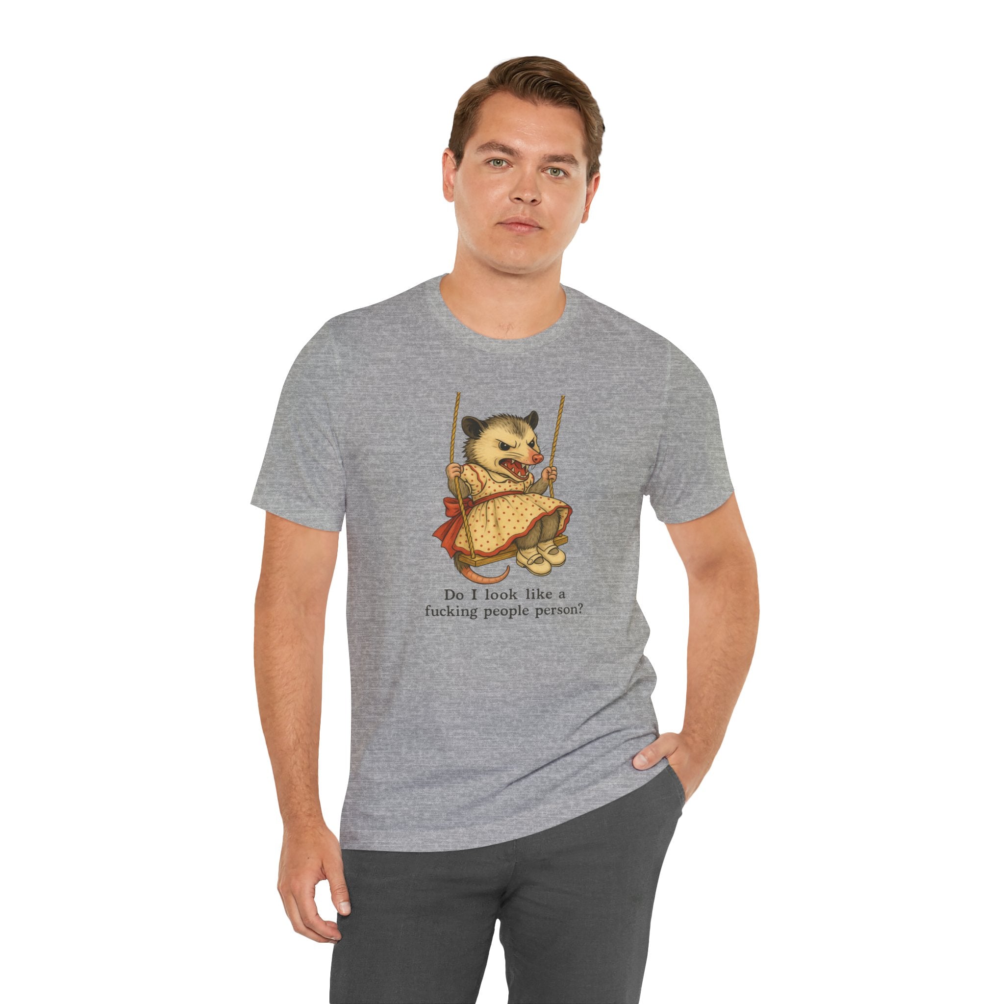 Graphic Tee — Vintage style Possum on Swing with "Do I look like a fucking people person?"