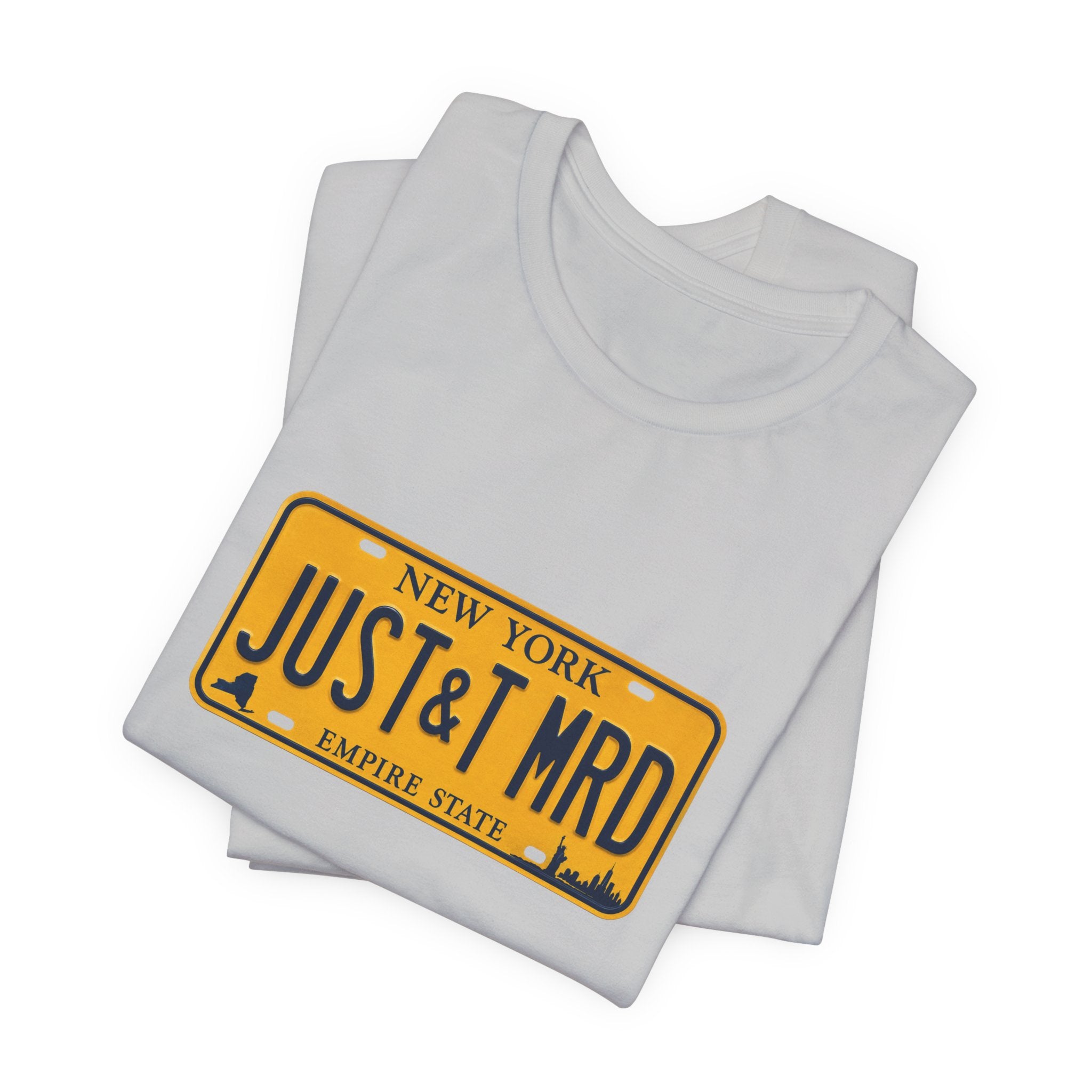 New York 'JUST&T MRD' License Plate T-Shirt — Vintage Empire State Graphic Tee