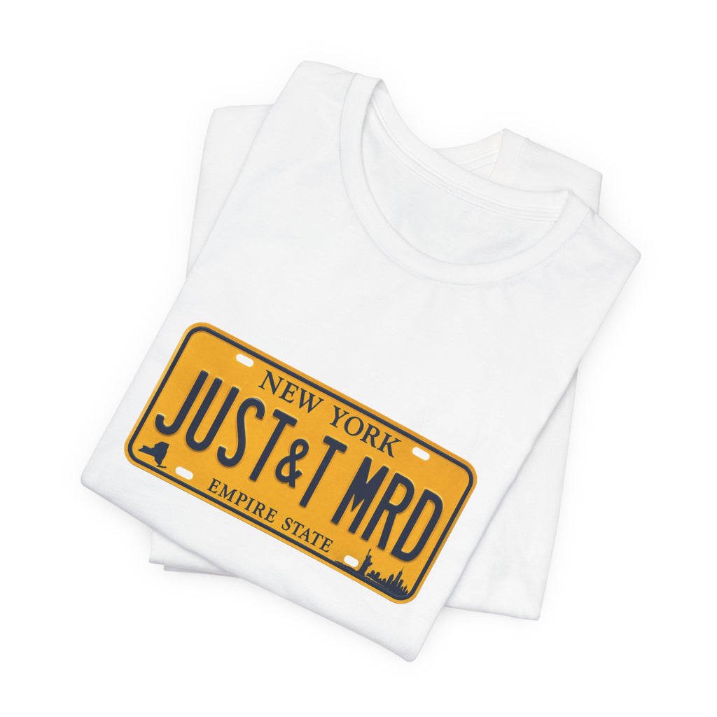 New York 'JUST&T MRD' License Plate T-Shirt — Vintage Empire State Graphic Tee