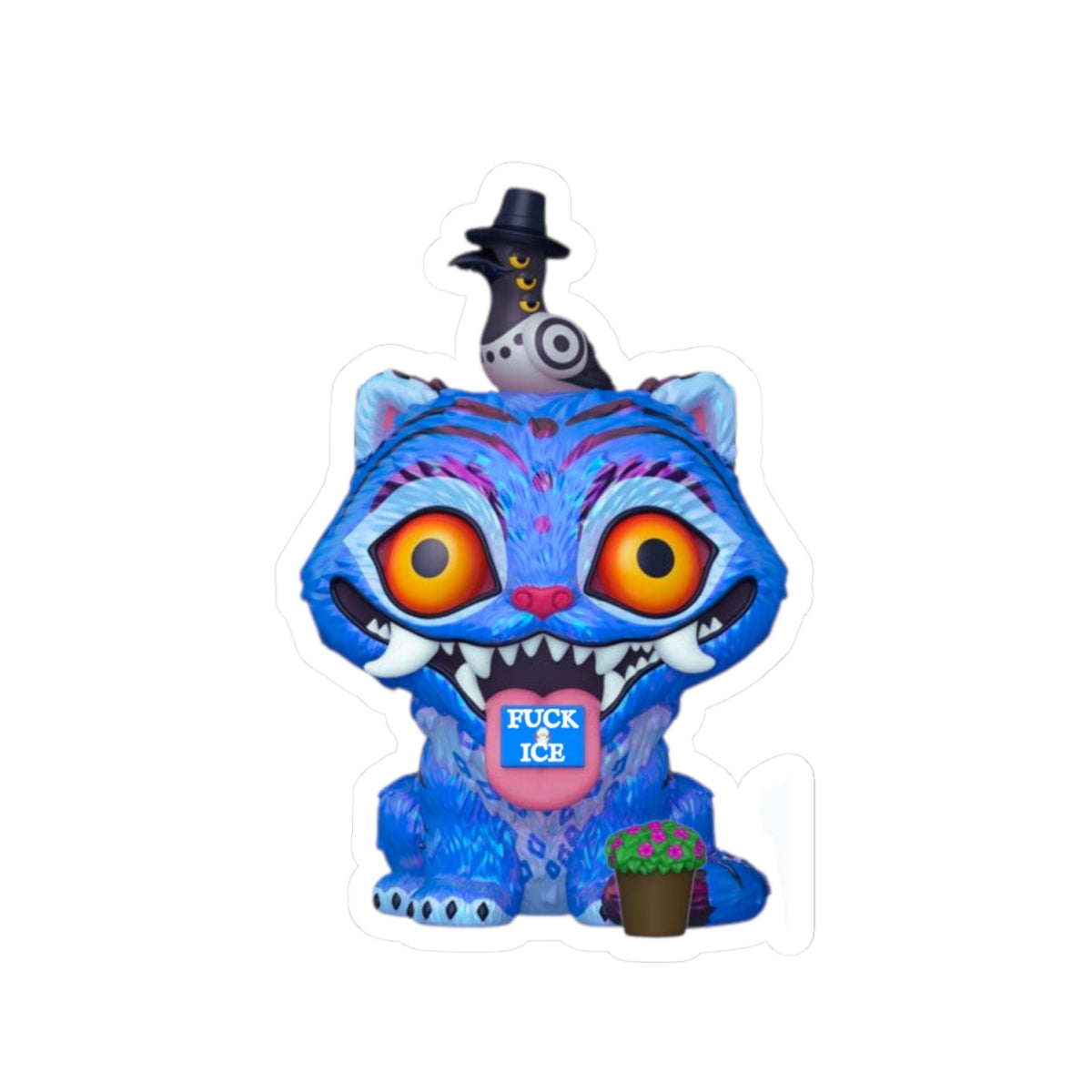 Derpy Tiger — 'FUCK ICE' Kiss-Cut Decal Sticker