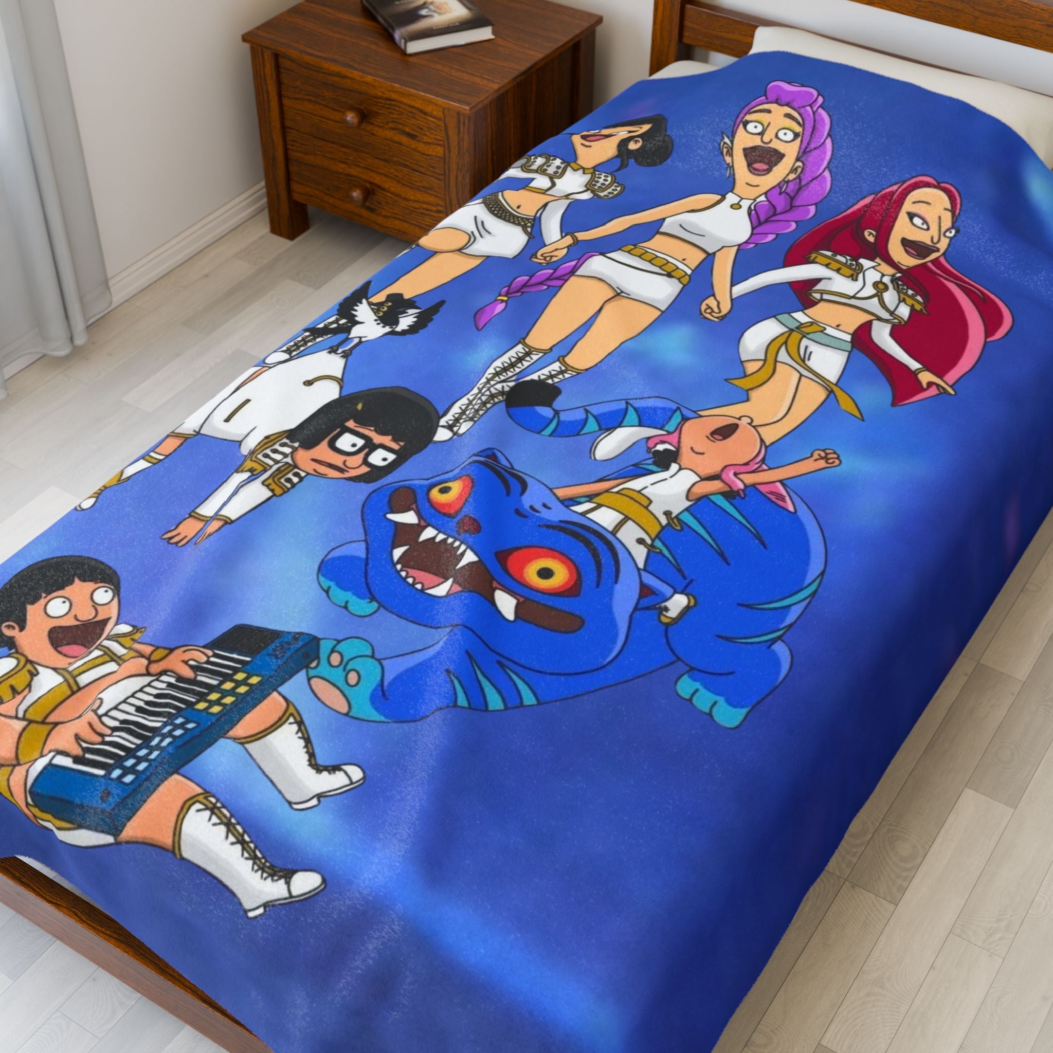 K-pop Demon Hunters x Bob's Burgers Mashup Velveteen Plush Blanket