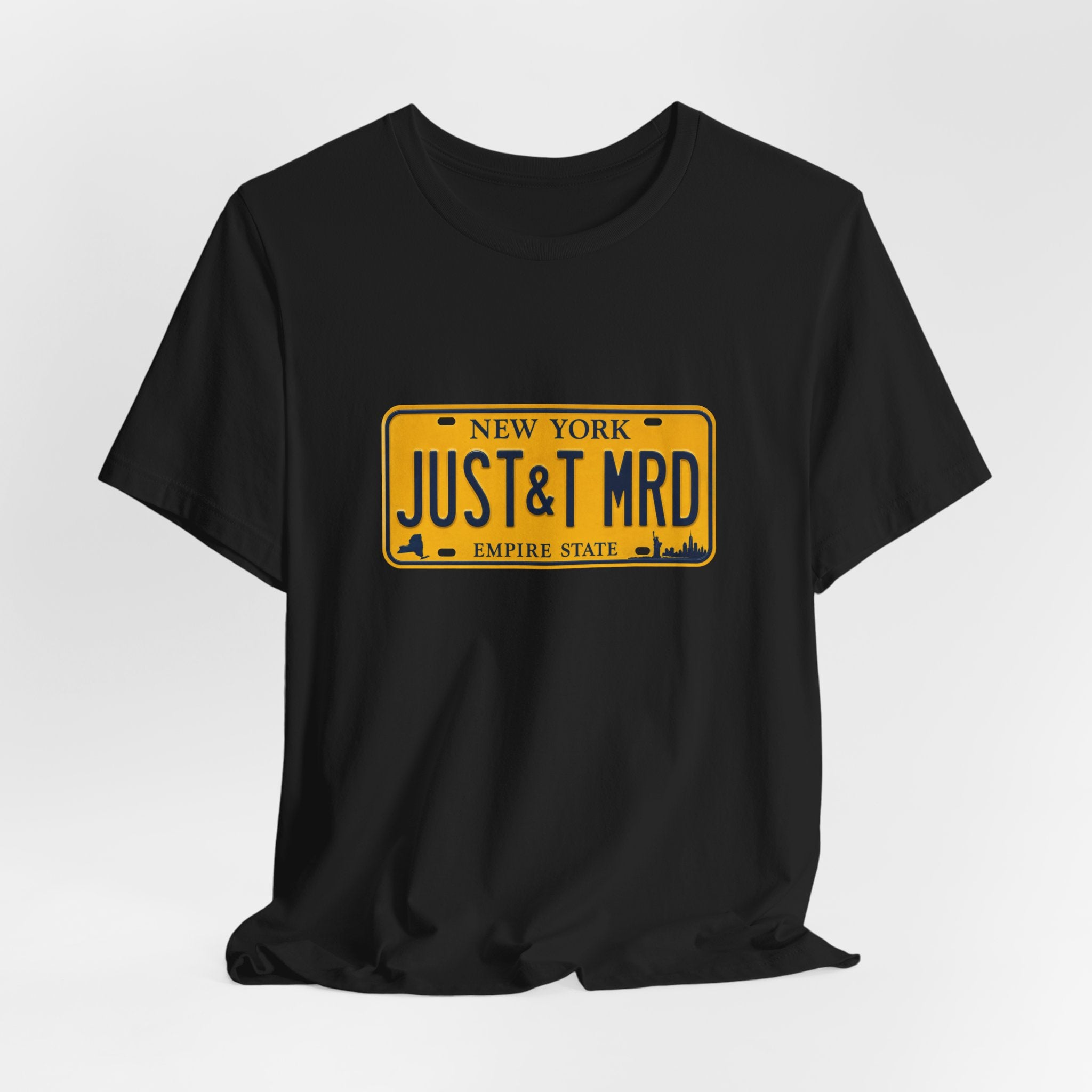 New York 'JUST&T MRD' License Plate T-Shirt — Vintage Empire State Graphic Tee