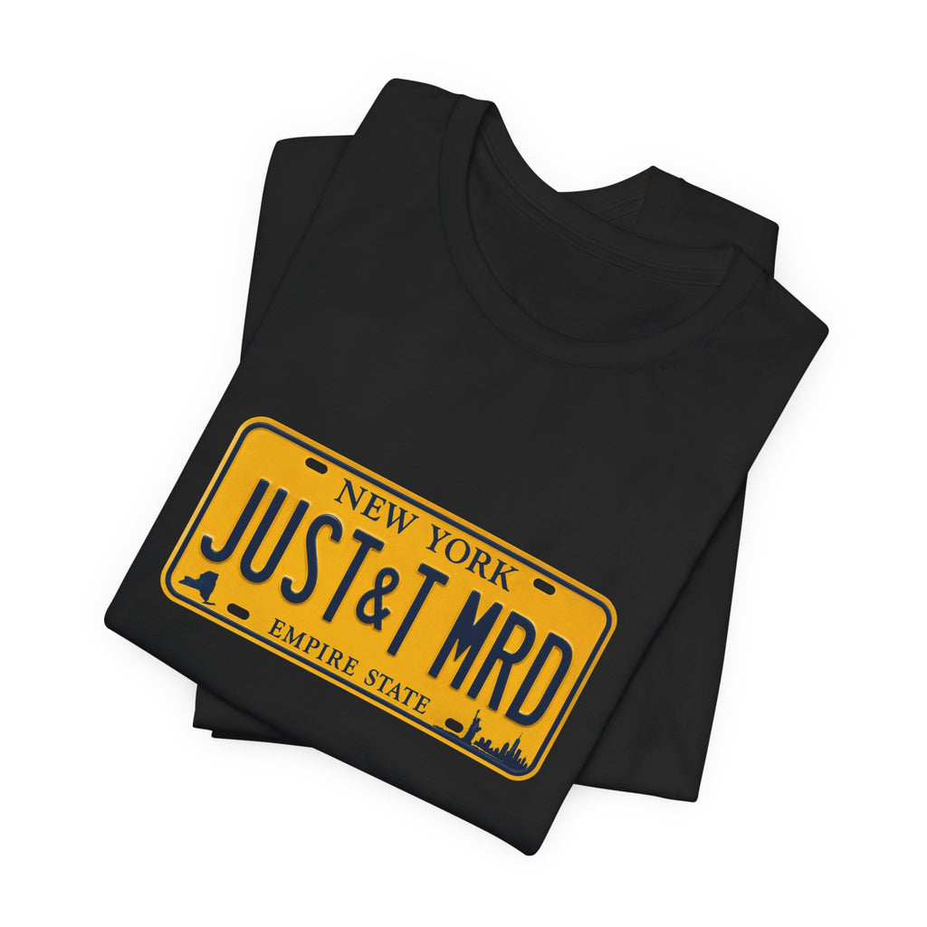 New York 'JUST&T MRD' License Plate T-Shirt — Vintage Empire State Graphic Tee