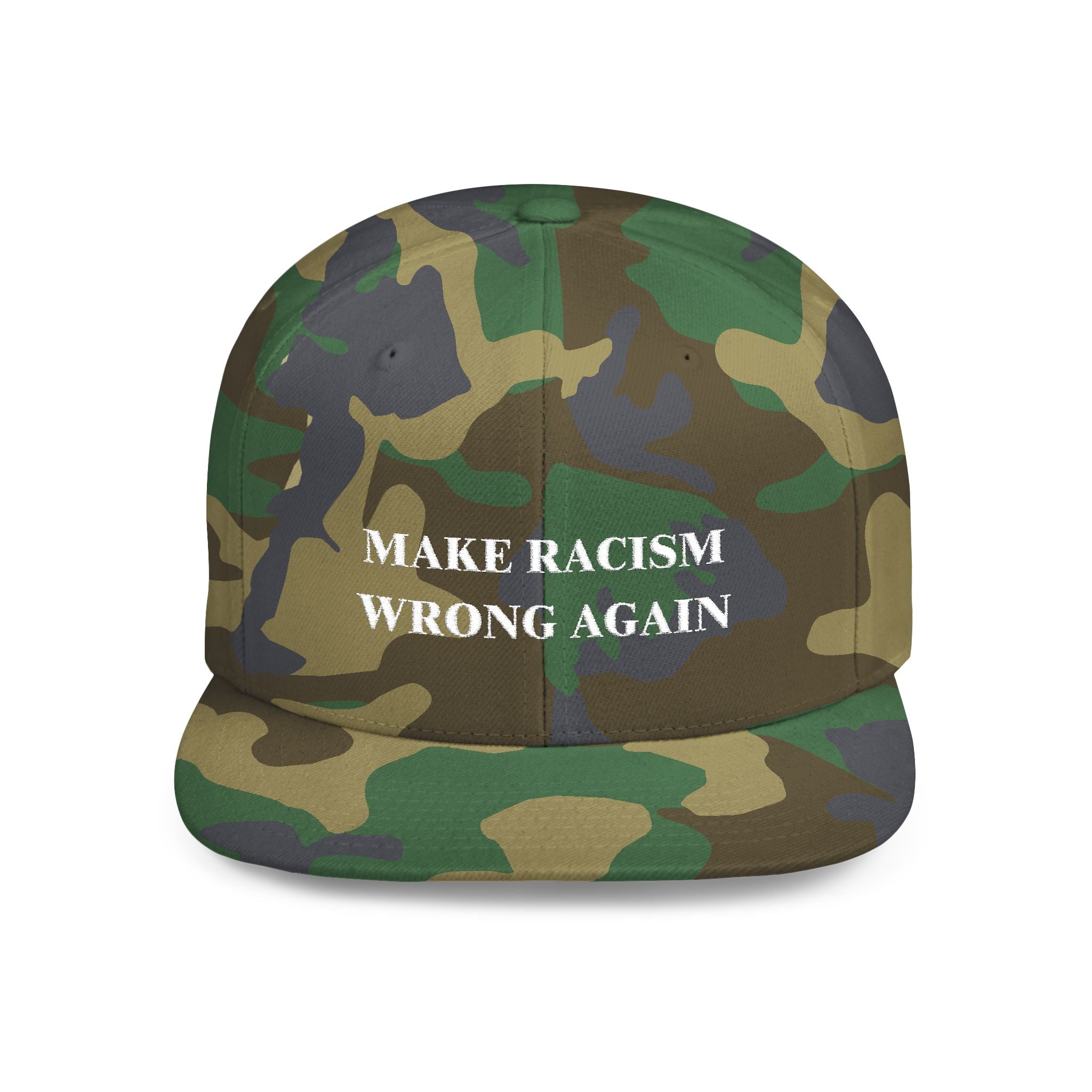 Make Racism Wrong Again Embroidered Flat Bill Snapback Hat