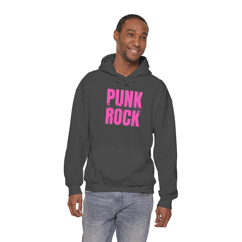 Pink Rock Hoodie — Bold Pink 'PUNK ROCK' Graphic Sweatshirt