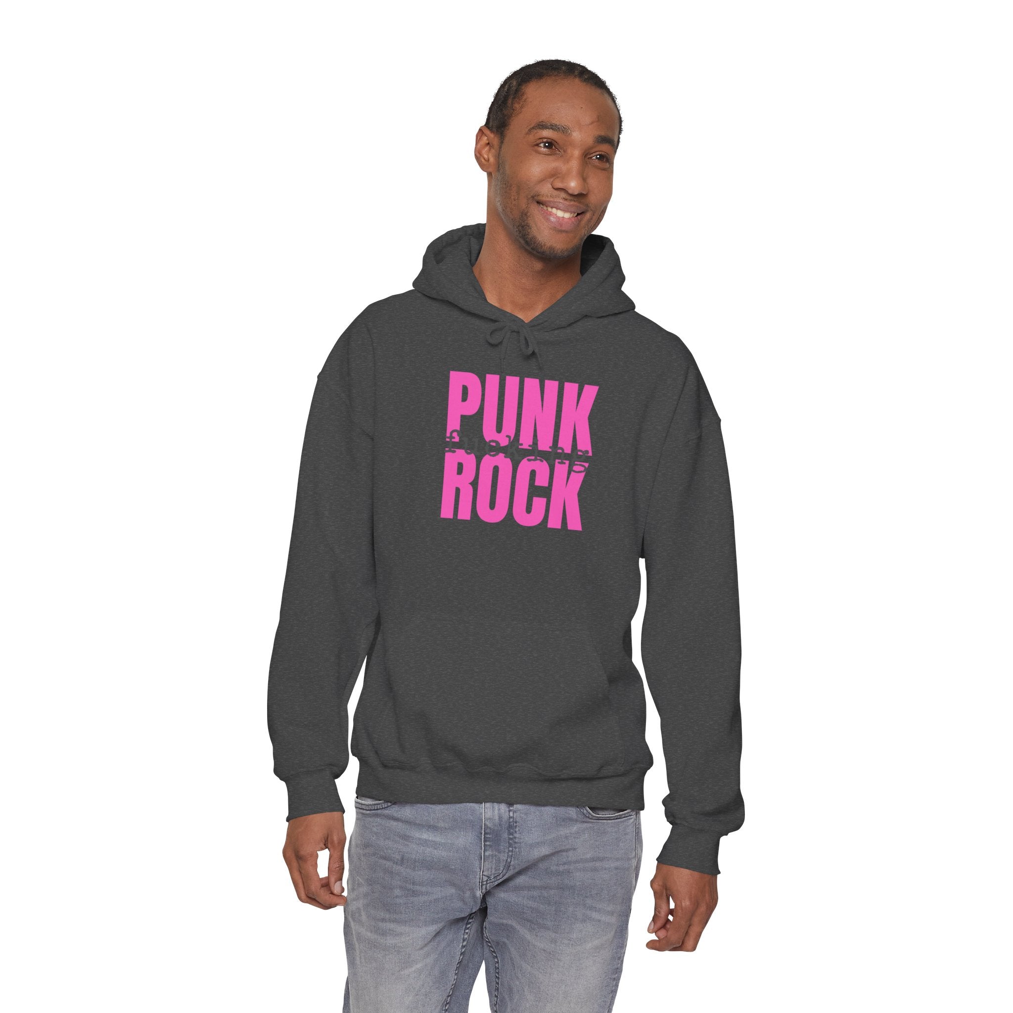 Pink Rock Hoodie — Bold Pink 'PUNK ROCK' Graphic Sweatshirt