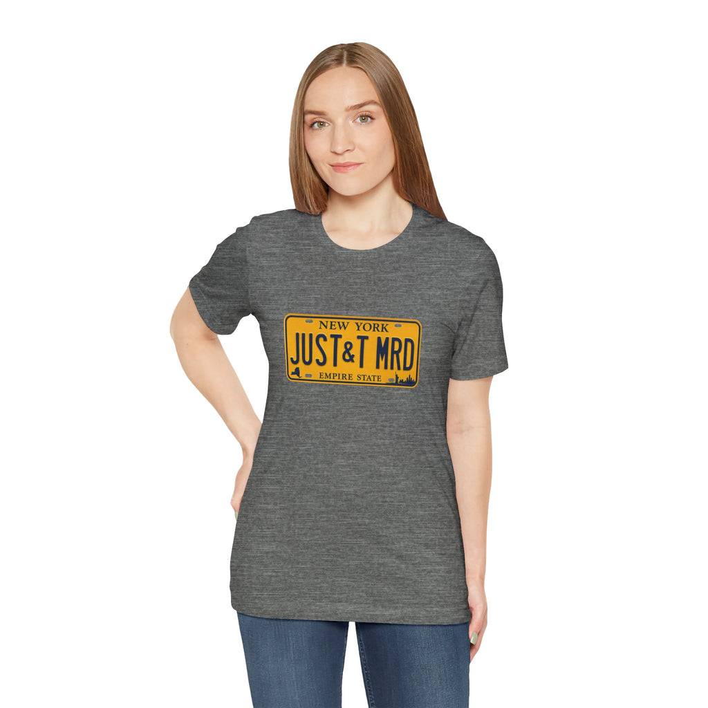 New York 'JUST&T MRD' License Plate T-Shirt — Vintage Empire State Graphic Tee
